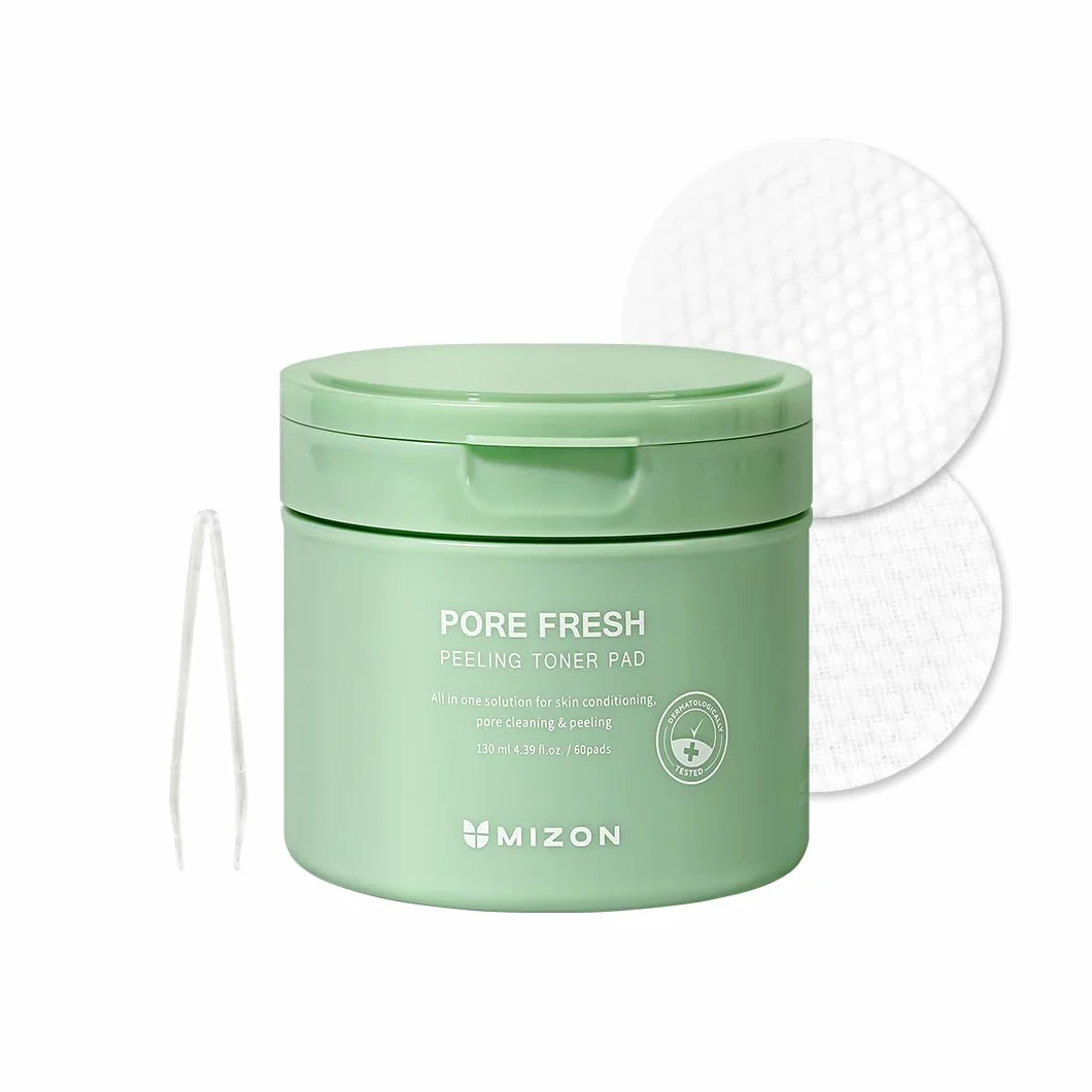 MIZON PORE FRESH PEELING TONER PAD (x60) AHA BHA PHA Soin coréen Exfoliant Apaisant Rétrécit les pores Peaux sensibles