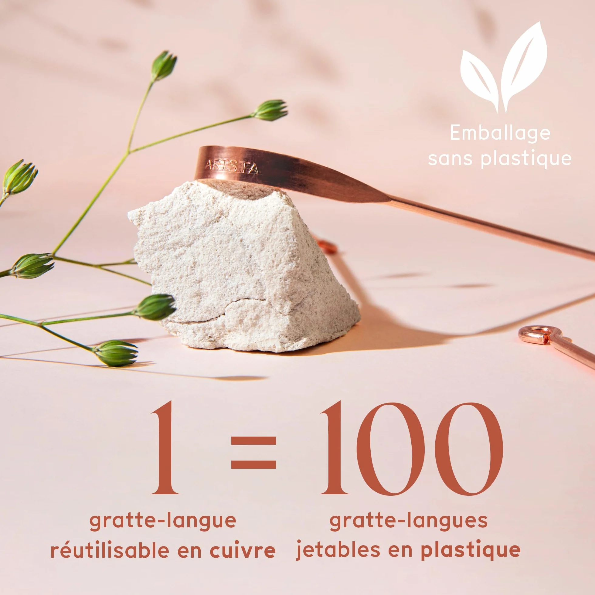 Arista Gratte Langue Cuivre Ayurvédique Antibactérien Haleine Fraîche