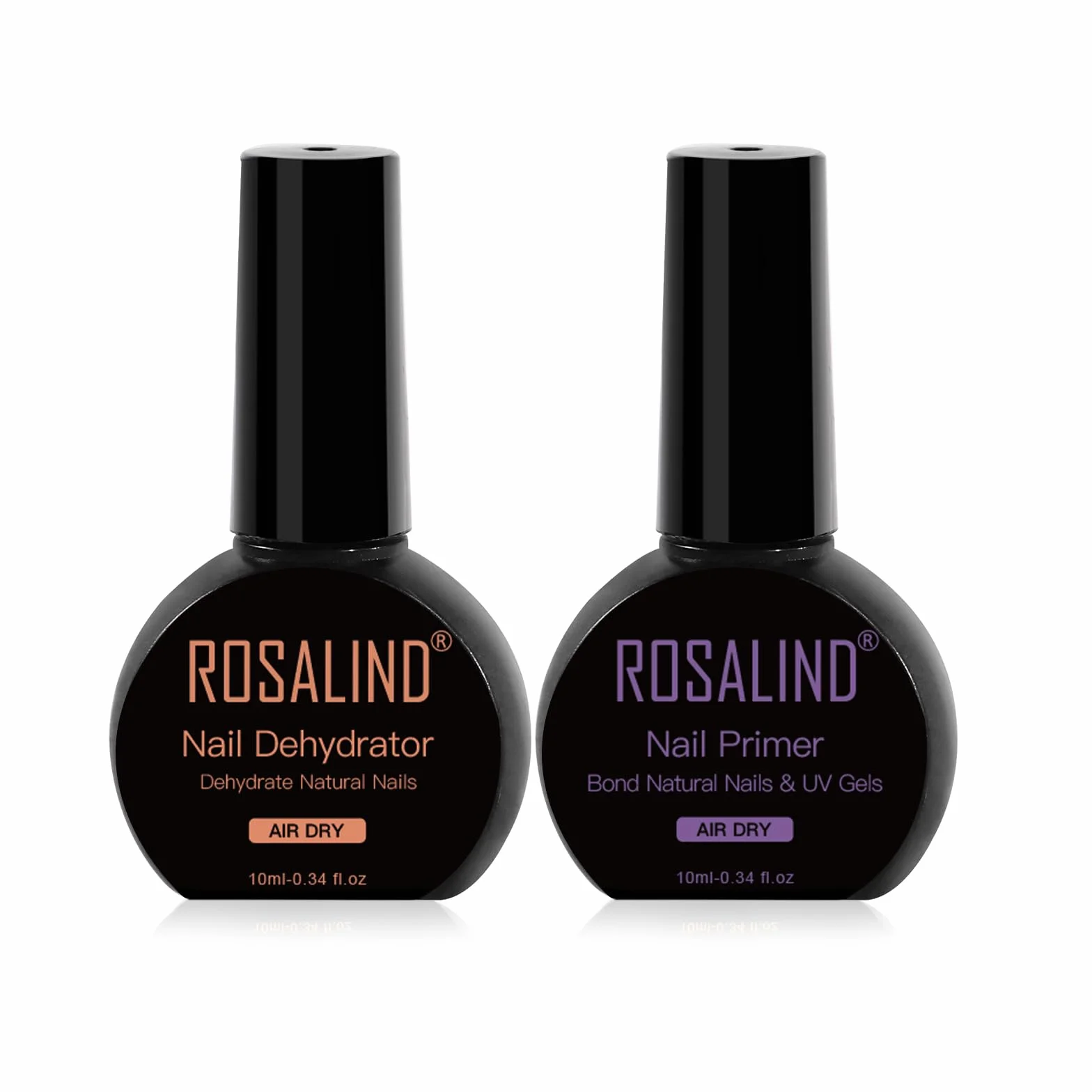 ROSALIND Nail Primer Déshydrateur Set 2x10ml Semi Permanent Vernis UV LED