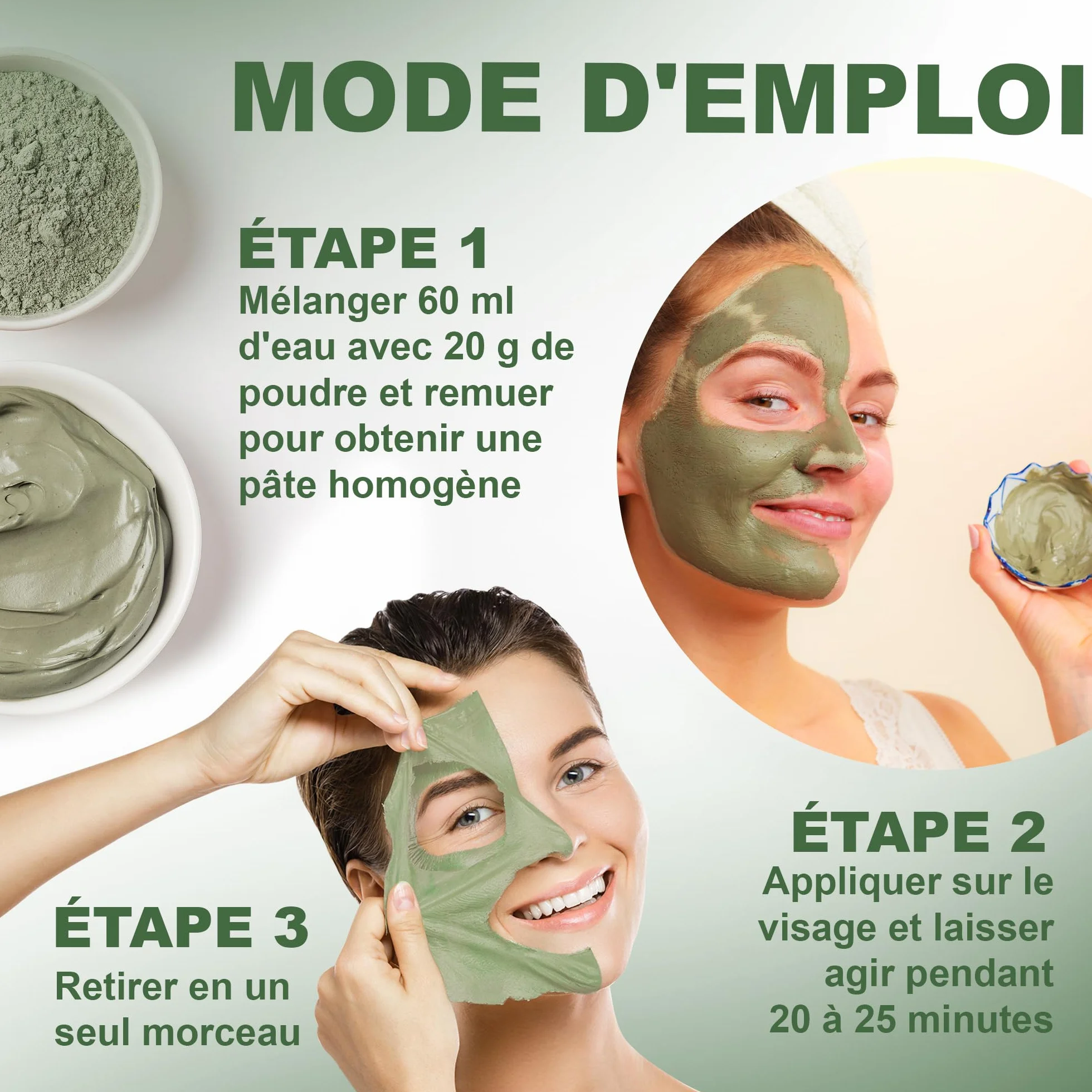 Masque Visage Extracteur Points Noirs Masque Anti-Acné aux Huiles Essentielles Masque Peel-Off Masque d'Alginate gelifiant en poudre 200 g - 10 soins