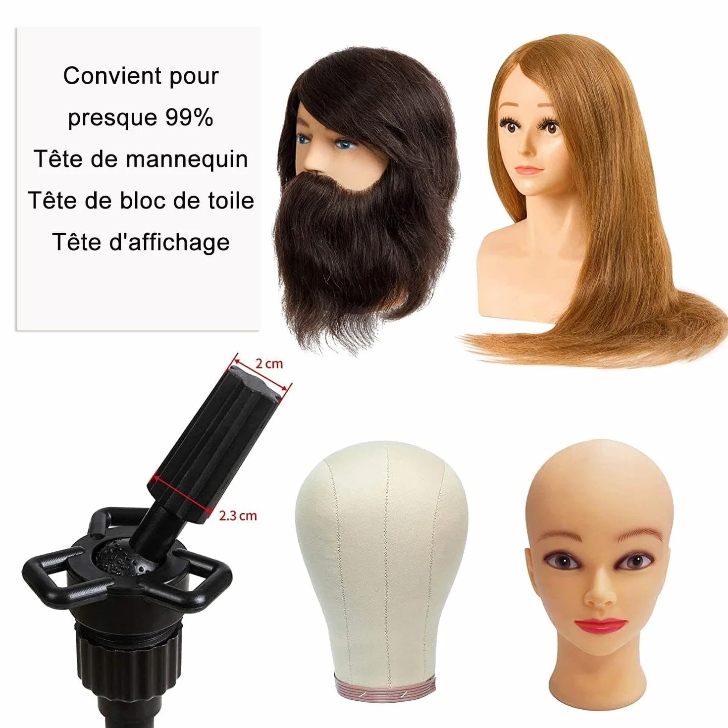 Porte Perruques pour Tete Perruque,Trepied Perruque Tête de Perruque Tete a Coiffer Professionnel Réglable Hauteur pour Tete Mannequin, Tête à Coiffer avec Sac de Transport (90-137cm)