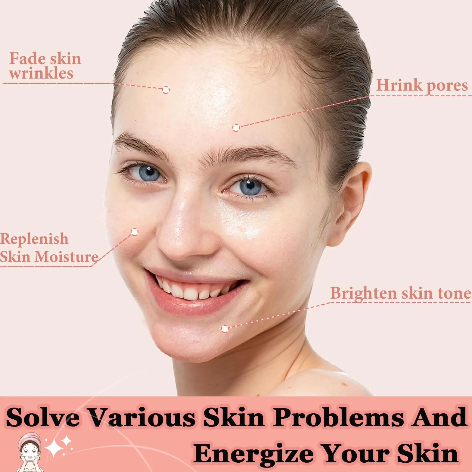 Masque Collagène Visage Bio Anti-Âge 8 Pièces Réduction des Pores