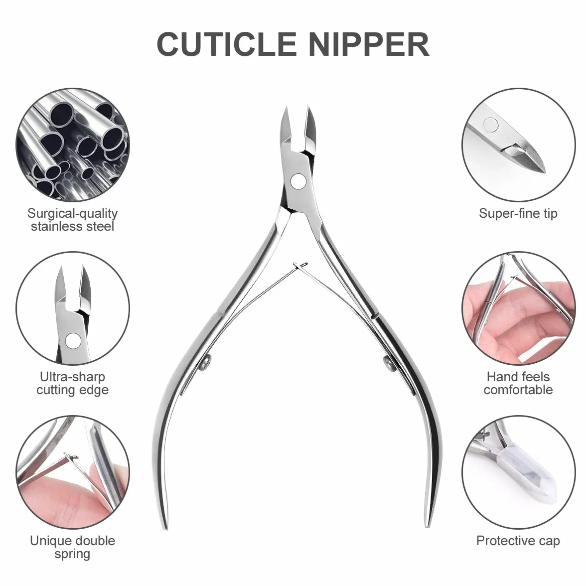 Pinces à Cuticules 4 en 1 Acier Inoxydable Professionnel Trousse Manucure Pédicure