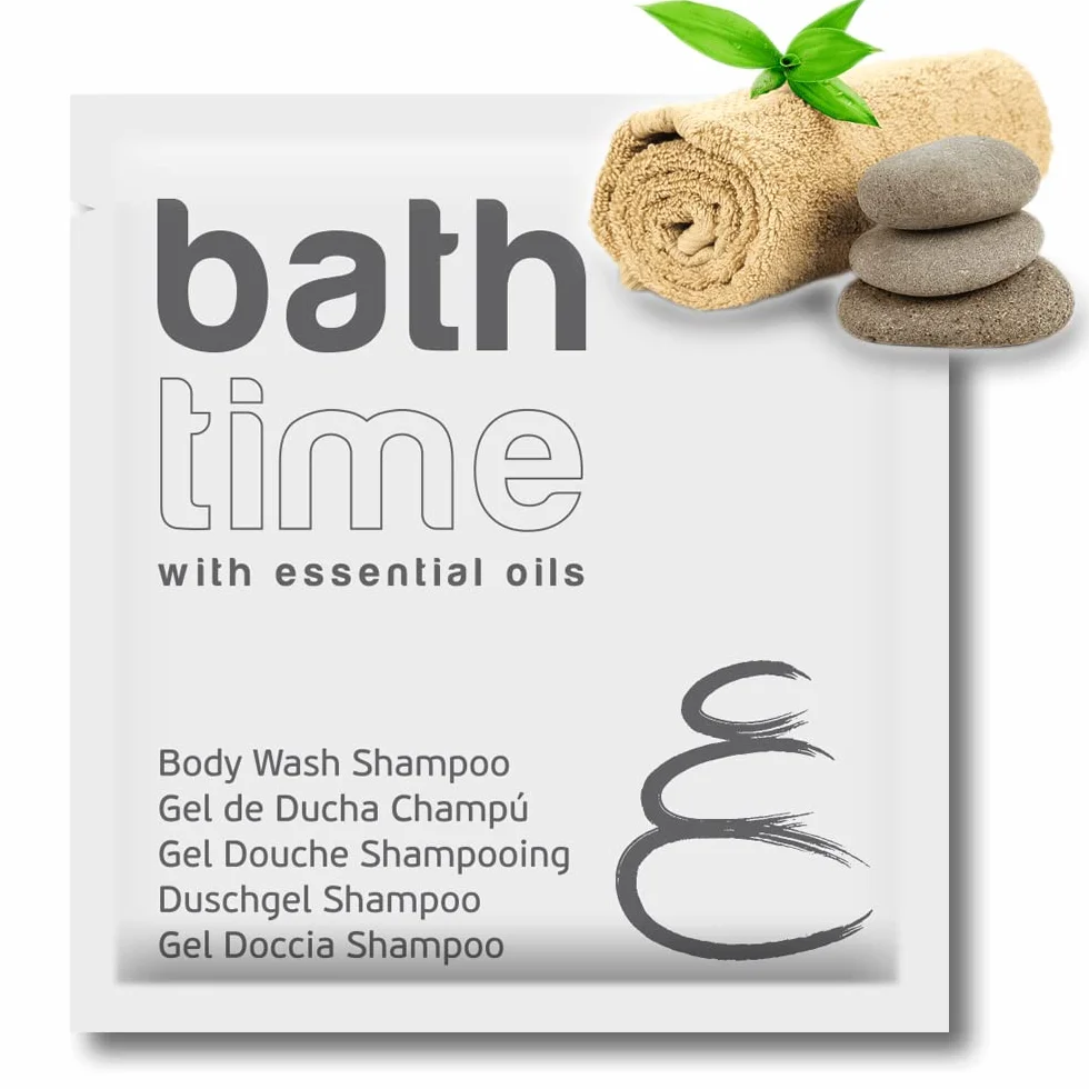 Gel & Shampooing BATH TIME | 400 unités x 8g | Hôtel, B&B, Gîte Rural, Gym