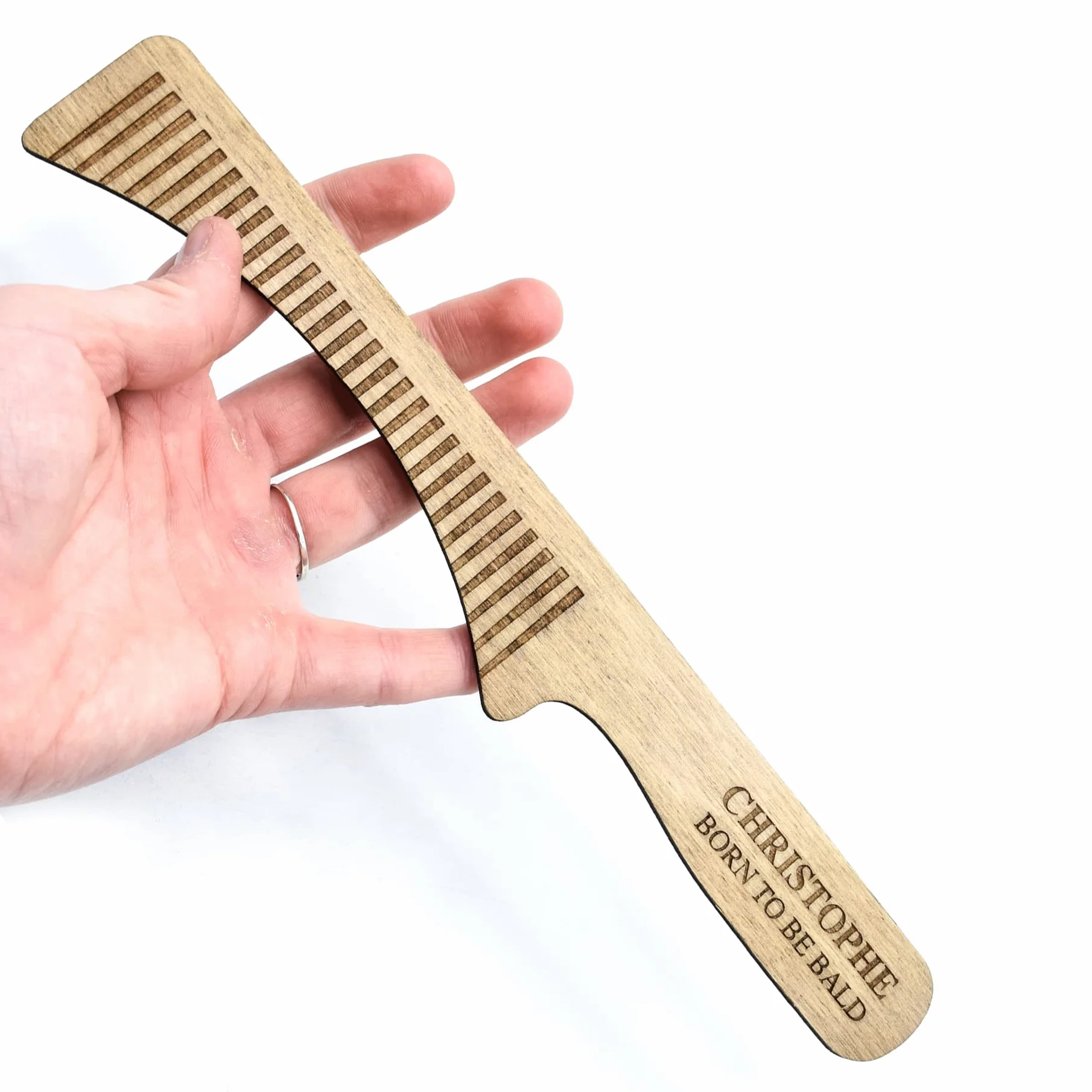 Peigne pour chauve en bois avec gravure personnalisable, idée cadeau anniversaire