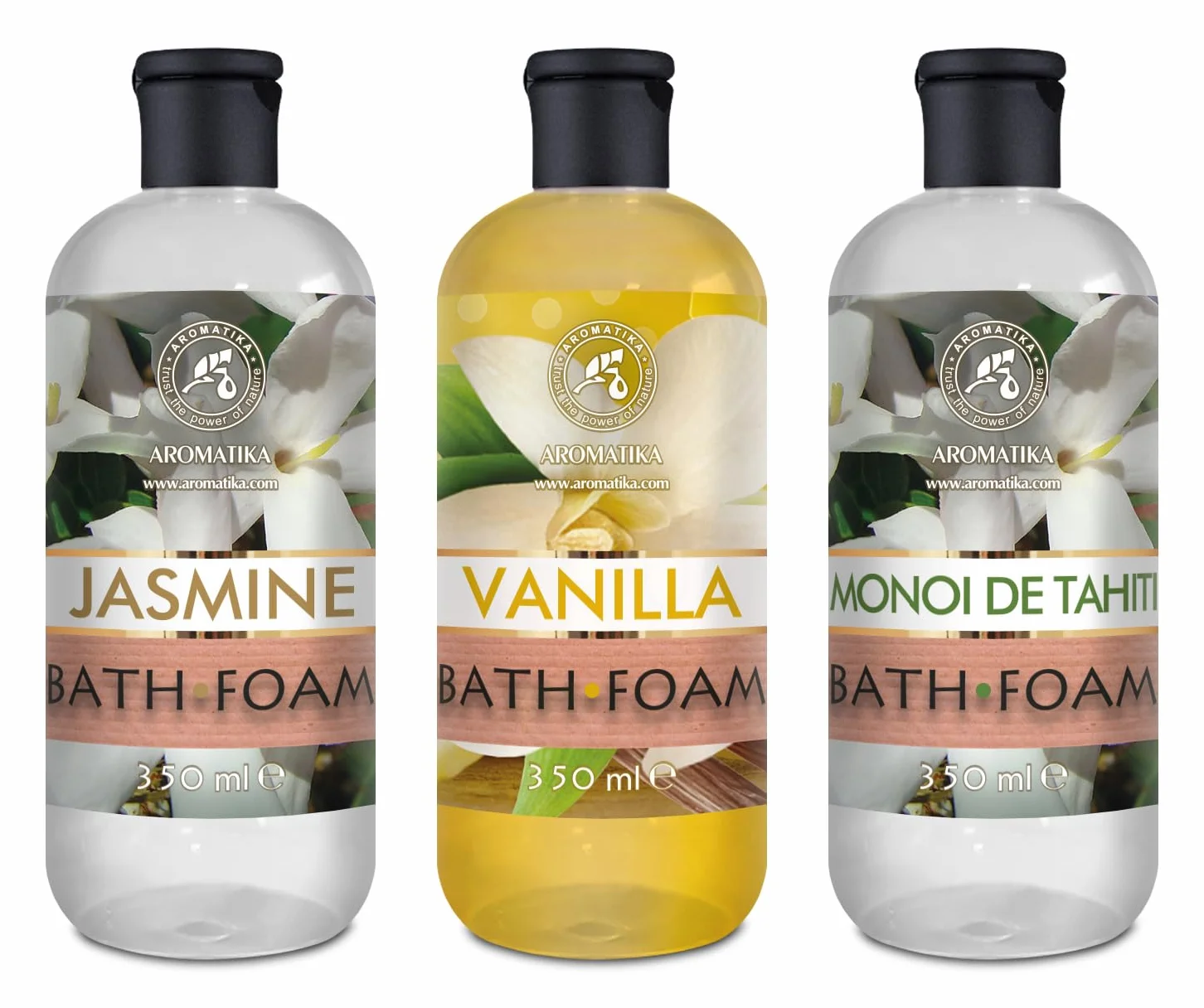 Mousse de Bain Set Vanille & Jasmin & Monoï de Tahiti 3x350ml - Bath foam Calming - Soin du Corps - Beauté - Bain - Bien-Etre - Détente - Aromathérapie - Spa - Bains Moussants - Bath foam