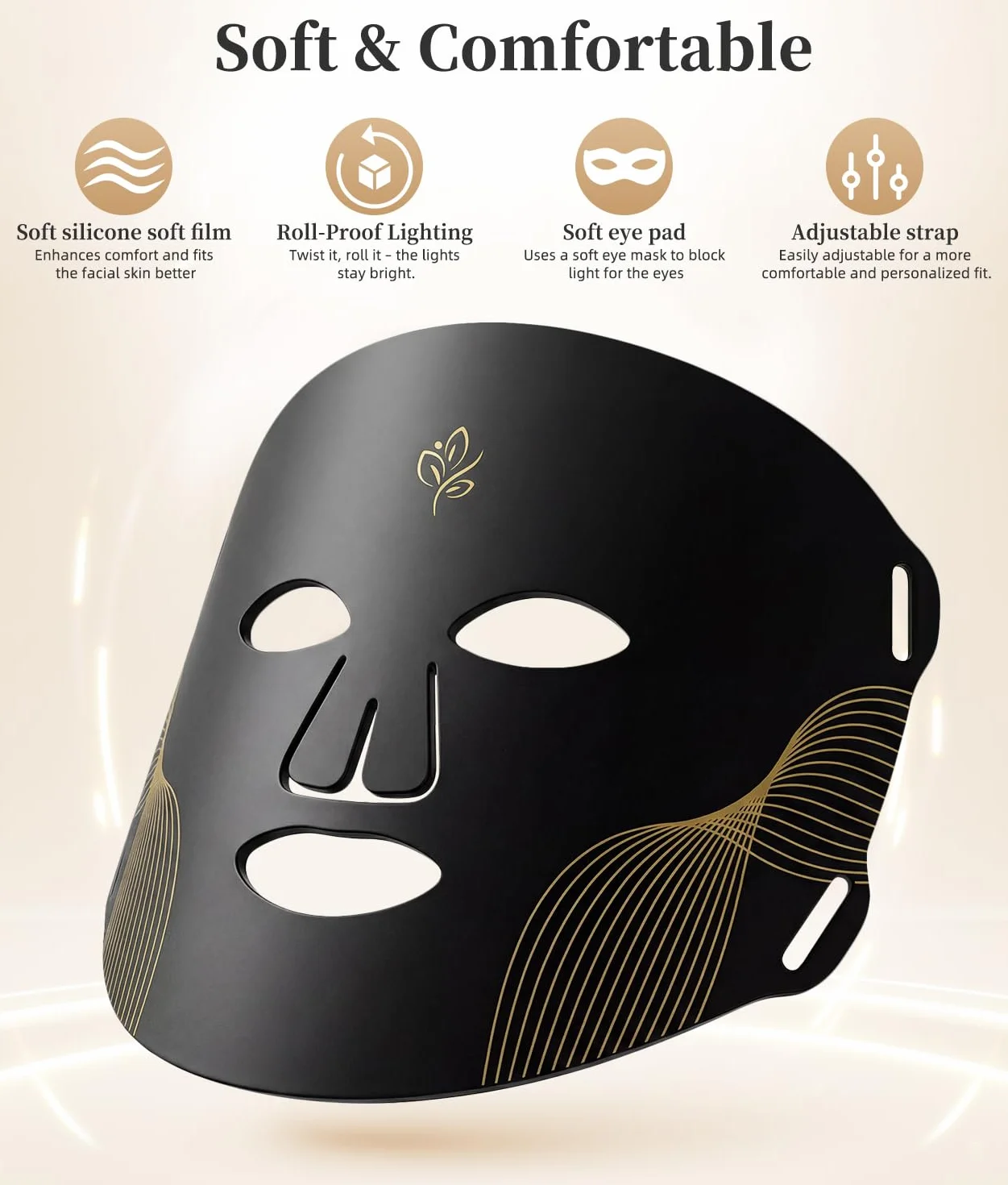 Masque de luminothérapie à LED - Masque facial à lumière rouge - Longueur d'onde rouge pour un usage domestique - Soins de la peau avancés en toute simplicité