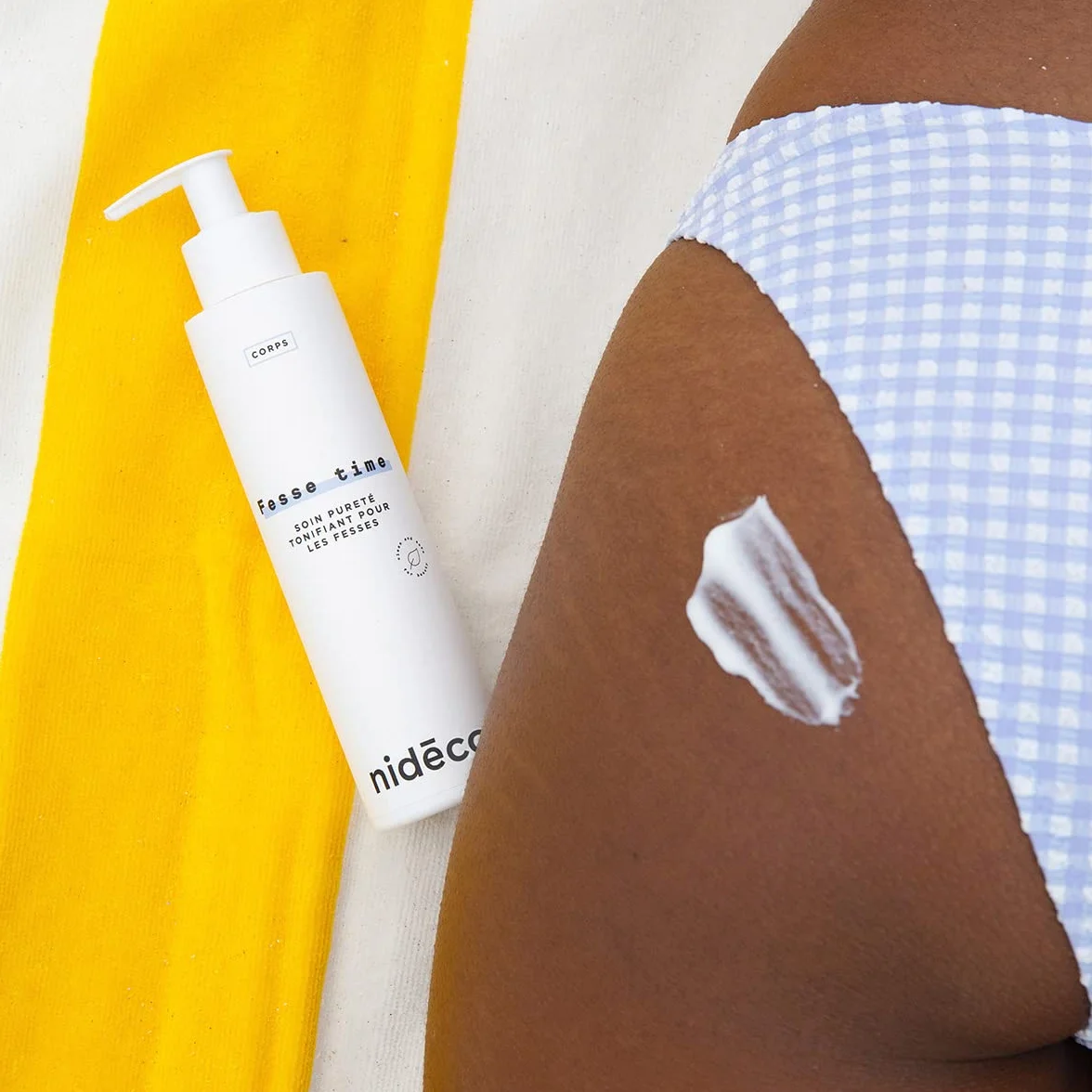 nidéco Fesse Time - Soin crème pureté tonifiante spécial fesses - Elimine les boutons sur les fesses, la kératose pilaire et l'acné du corps