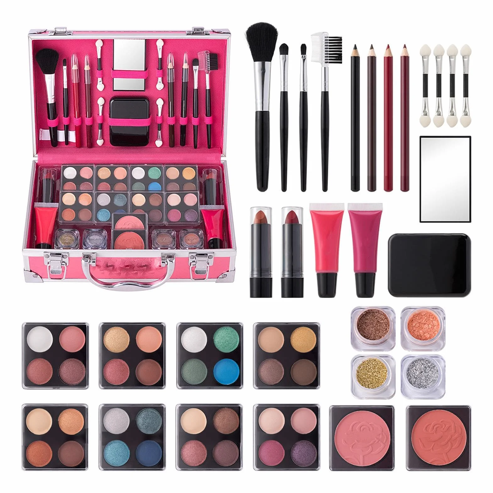 Beginner Makeup Set, All-in-1 Makeup Case, Teen Makeup Set, Makeup Box Set, Eyeshadow Lipgloss Blush, Highlighter Blush Set, Makeup Carry Case, College Student Makeup, Lipgloss Highlighter Brush
