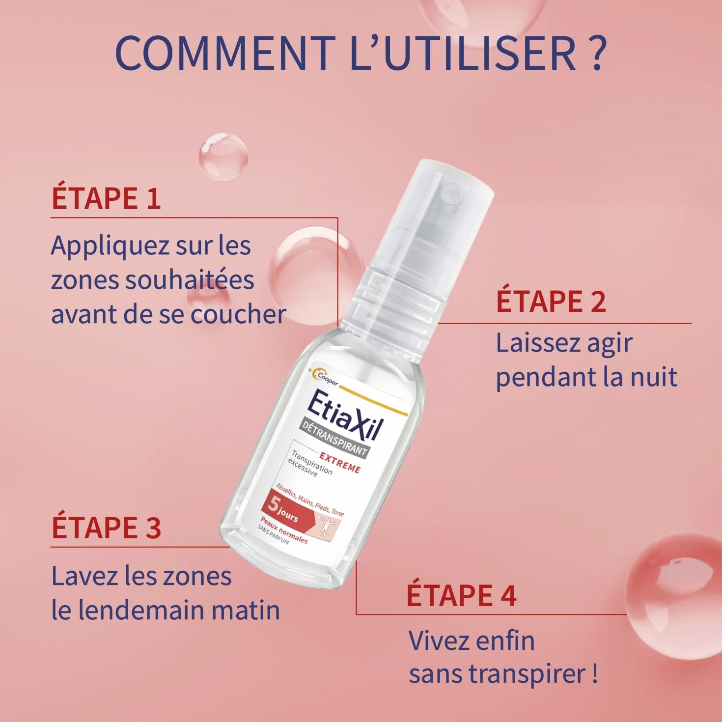 Etiaxil Spray Déodorant Détranspirant 30ml Aisselles Mains Pieds Torse