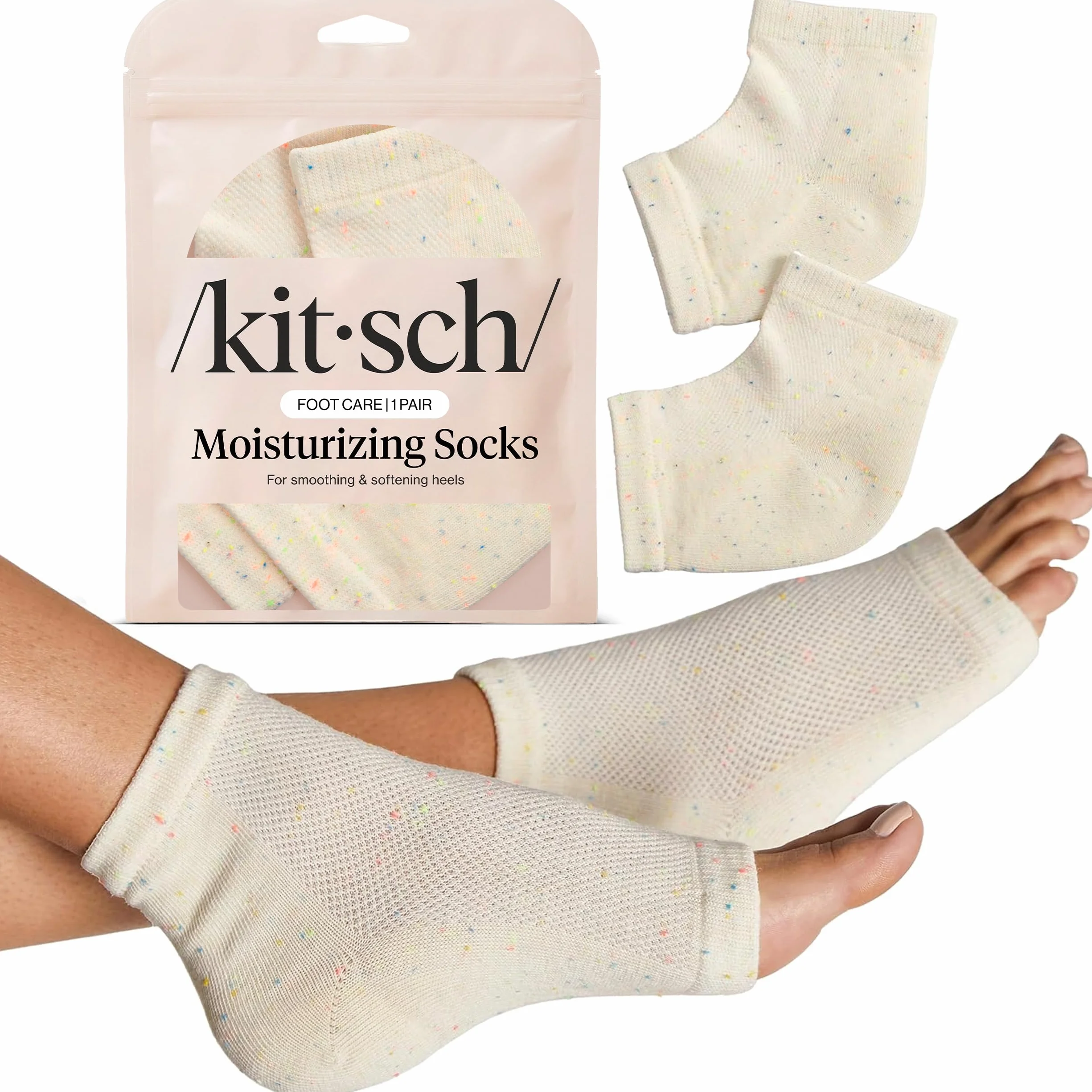 Kitsch Chaussettes hydratantes pour traitement du talon craquelé, réutilisables, doublure en gel isotherme, pour homme et femme