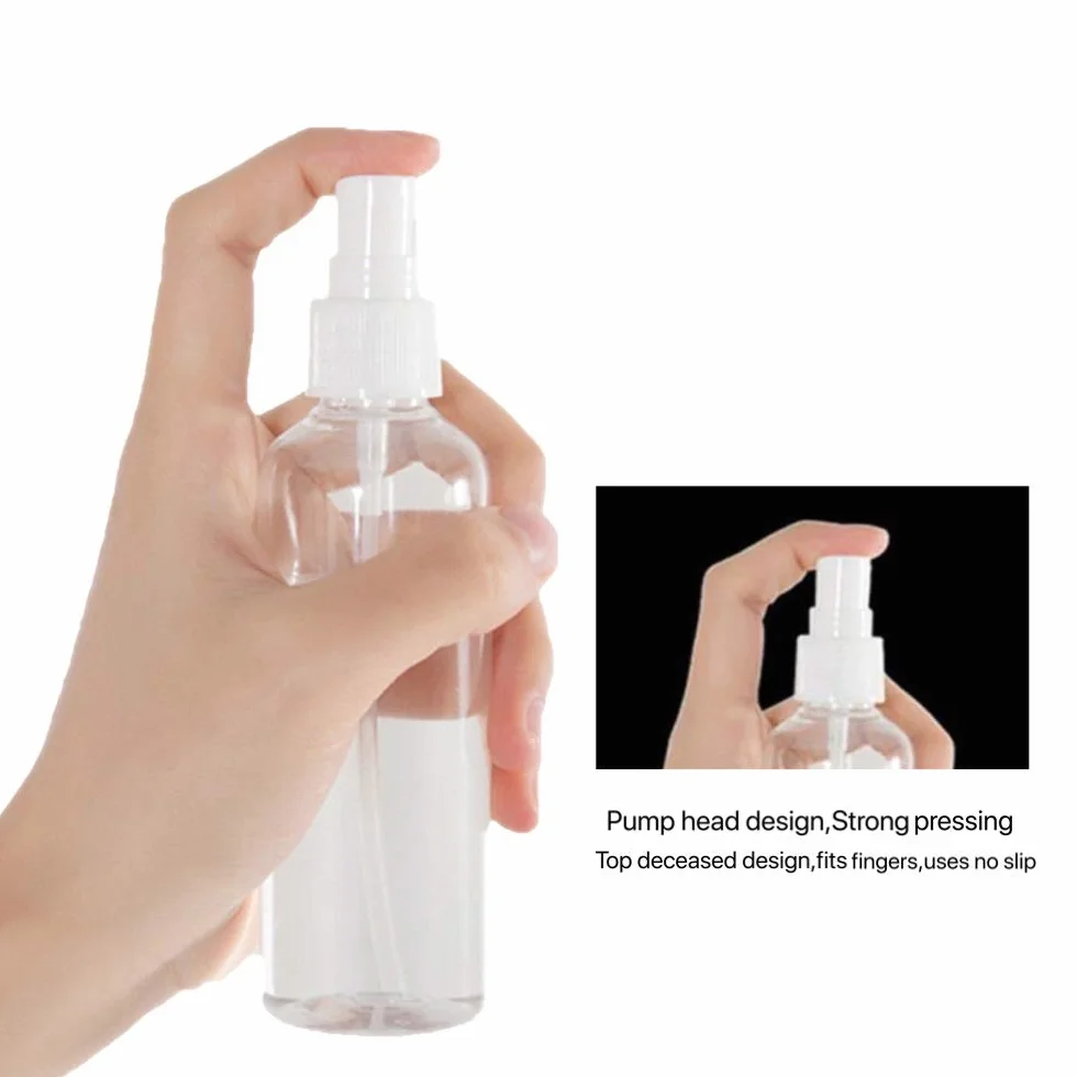 Flacon Spray Vide 100ml, Vaporisateur Fine Brume Plastique, Atomiseur Rechargeable Transparent, pour Lotion Shampoing