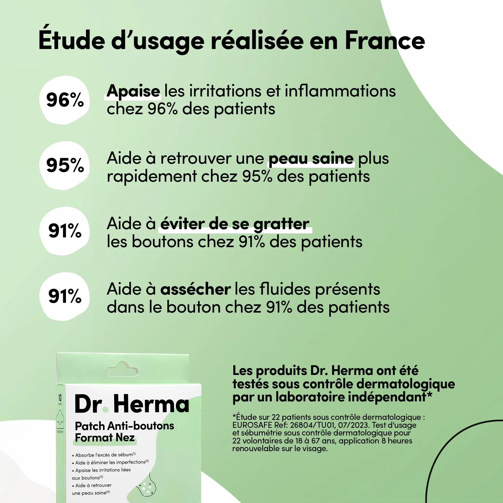 Dr. Herma Patch Anti Bouton Acide Salicylique Hydrocolloïdes Huile d'Arbre à Thé Boîte de 10 patchs