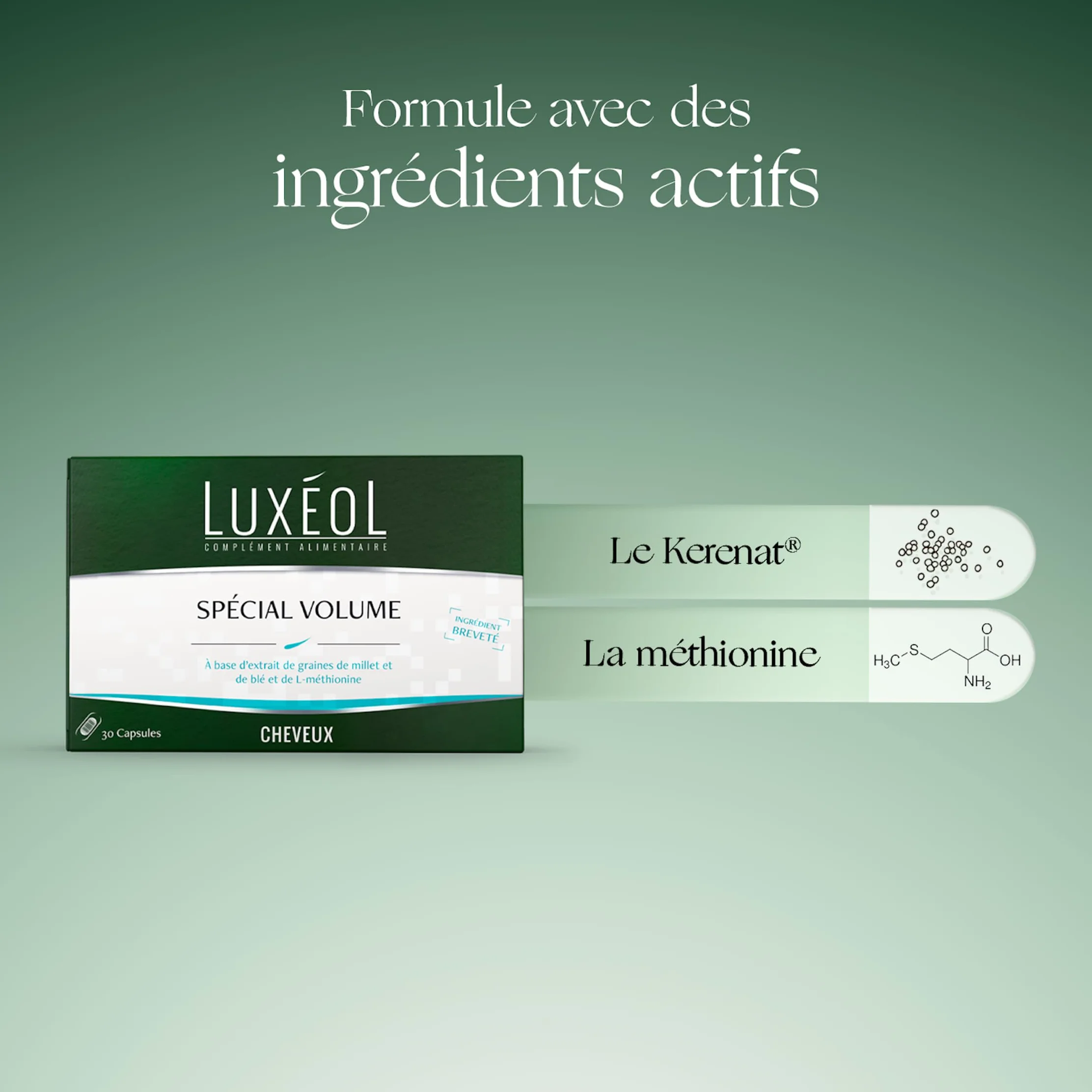 LUXÉOL Spécial Volume Complément Alimentaire Brillance Blé Millet L-Méthionine Programme Cheveux 15 Jours 30 Capsules
