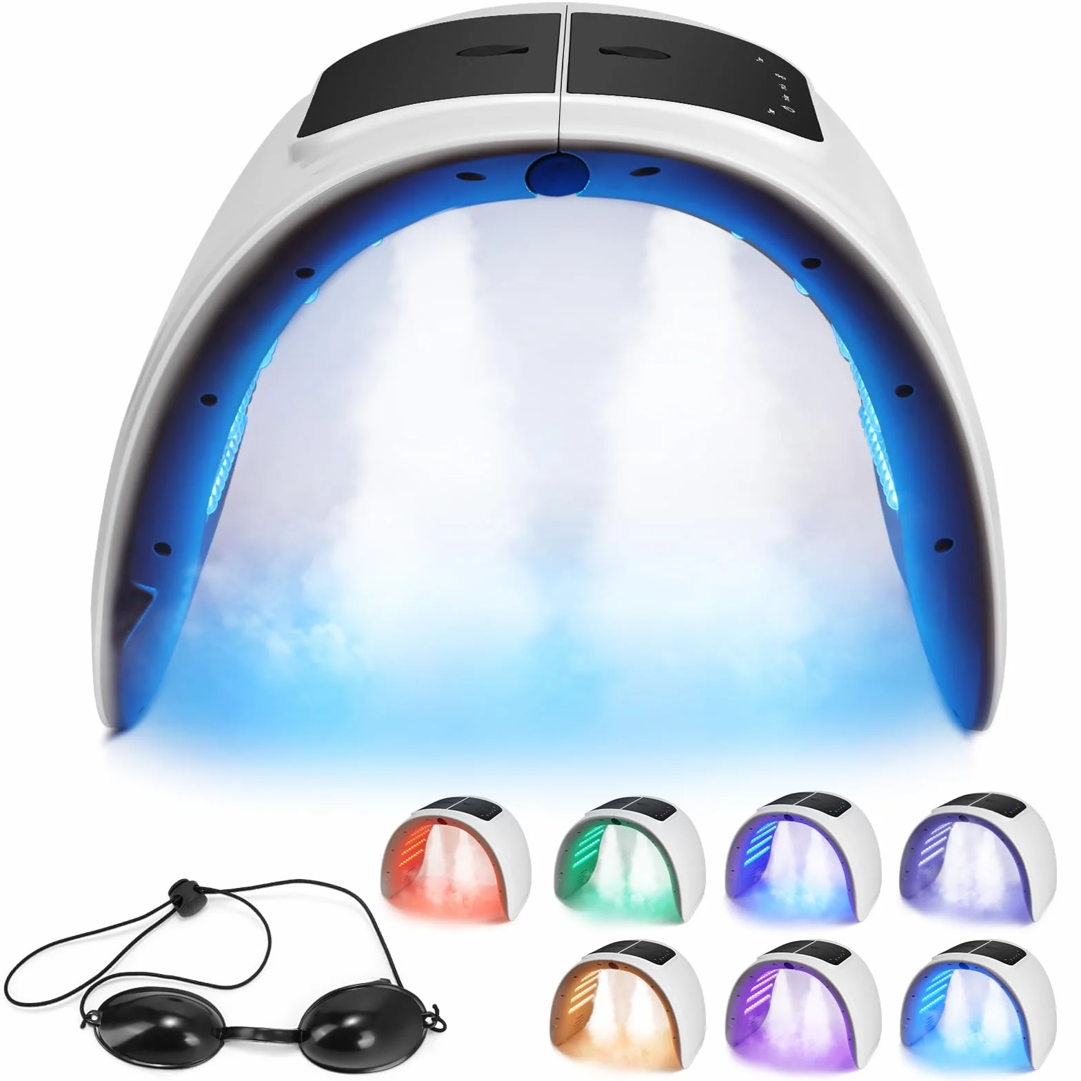 Masque LED Visage 7 Couleurs: Pliable Masque Luminothérapie Visage avec Fonction Spray - Masque Facial LED Pour Anti-âge Rajeunissement