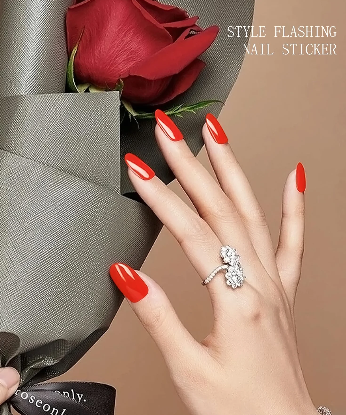 Autocollant Ongles Gel UV Rouge Semi-durci Nail Art Manucure