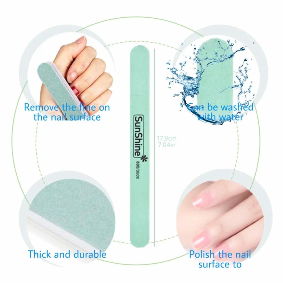 Limes à Ongles Professionnelles 5 Pièces Double Face pour Manucure