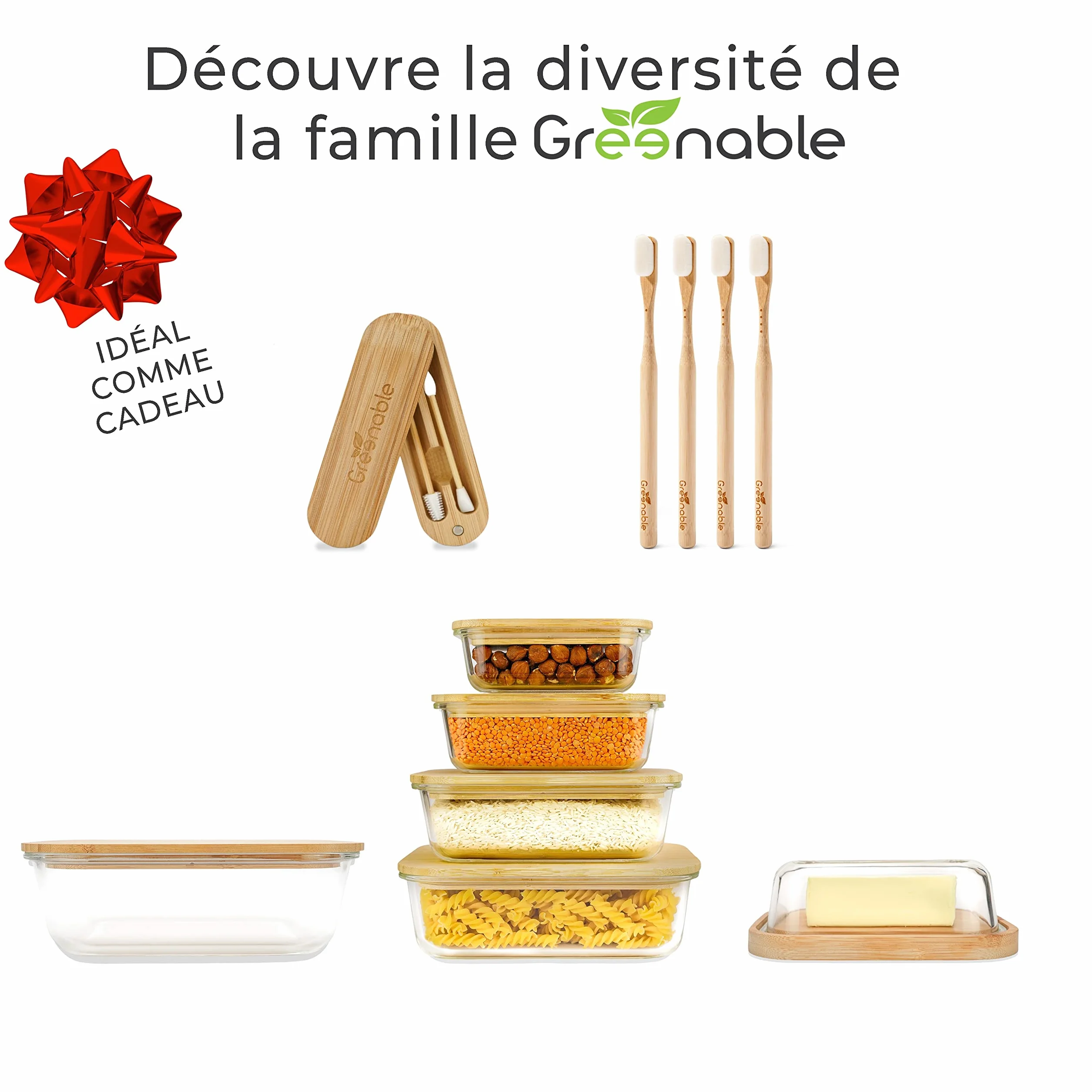 Greenable Coton-tiges en bambou et silicone réutilisables - Lot de 2 - Démaquillant beauté sans plastique - Vegan & sans BPA