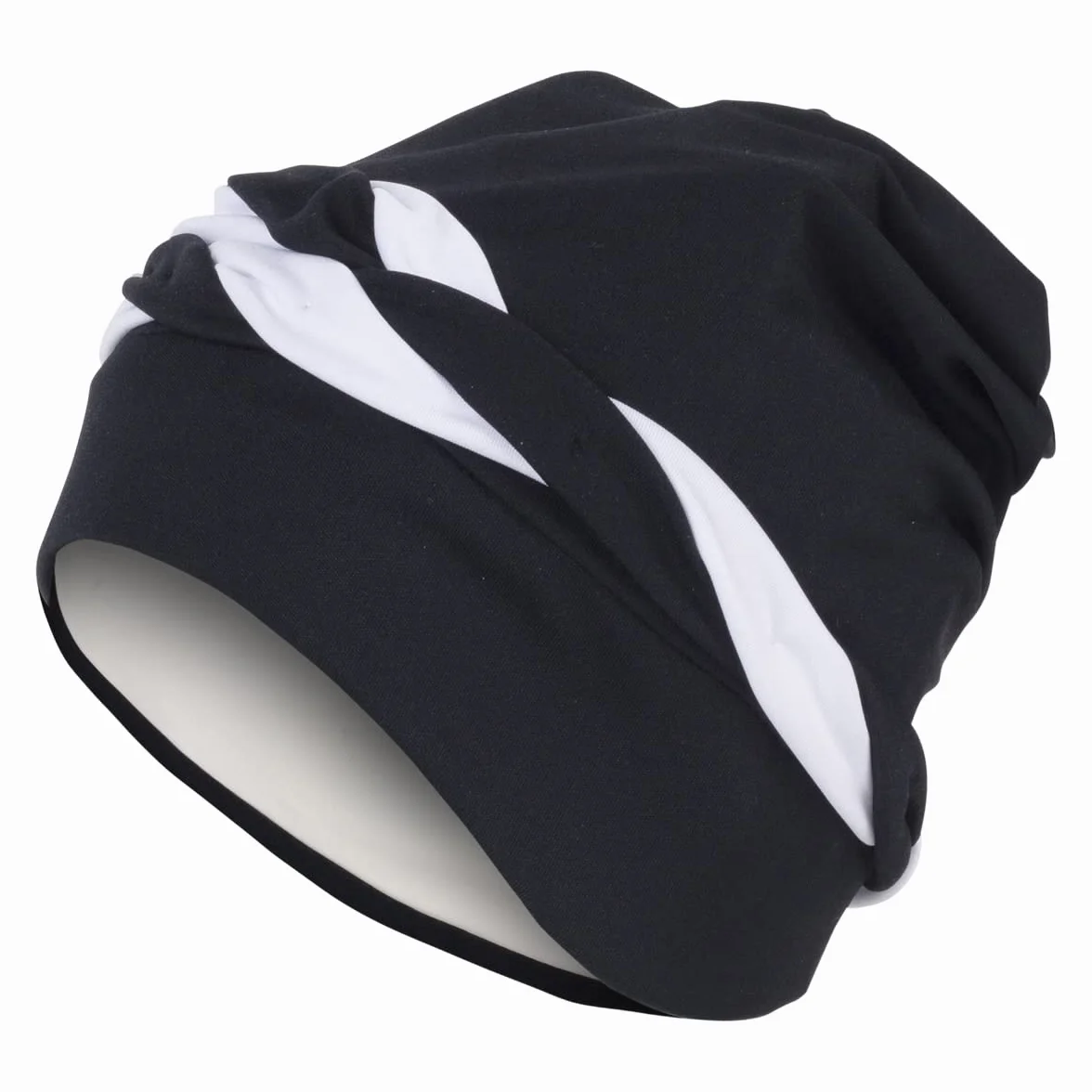 Fashy Bonnet de bain exclusif avec cordon de serrage 3493 20, noir et blanc