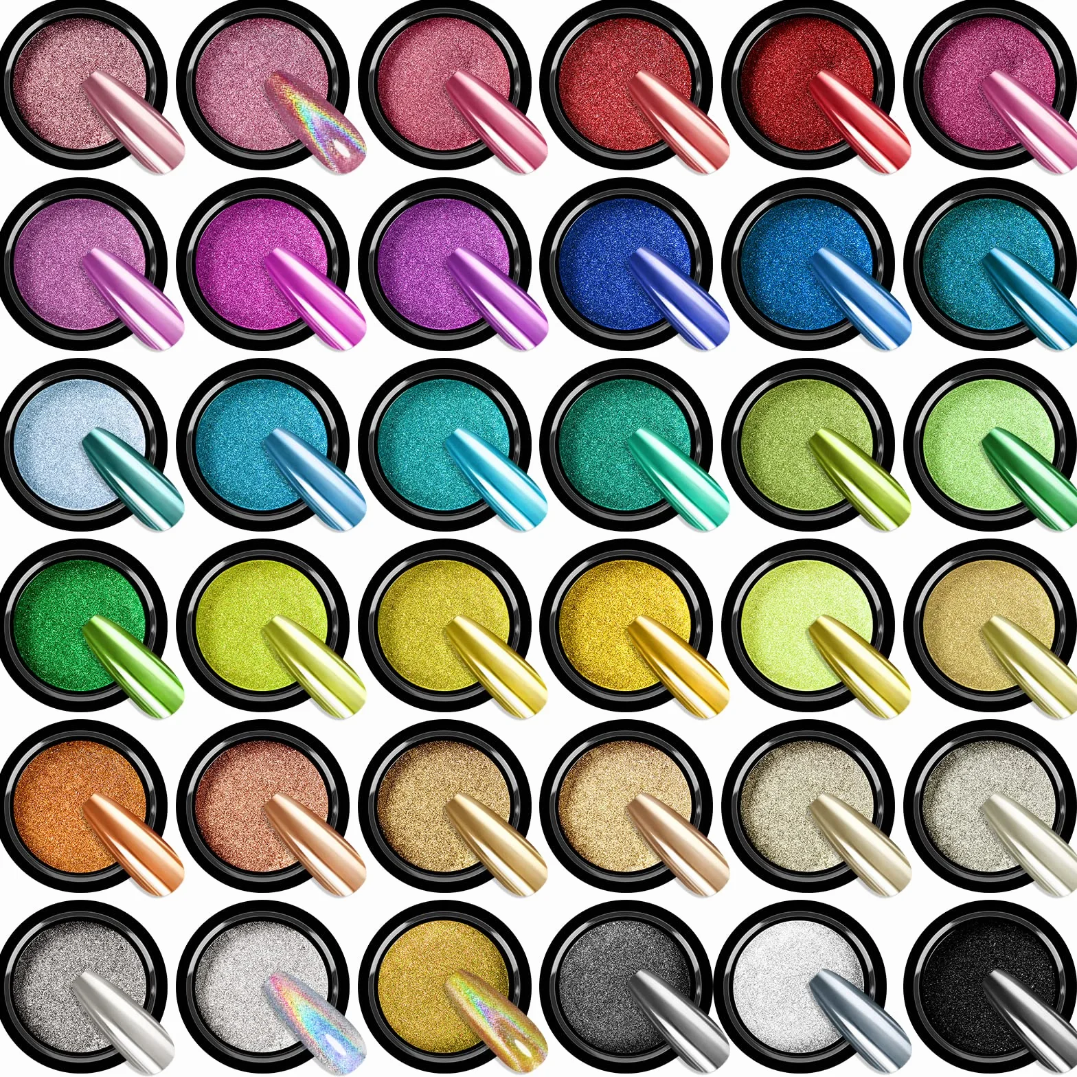 Saviland Poudre Chrome Ongles Métalliques 36 PCS Effet Miroir Nail Art Glitter Manucure