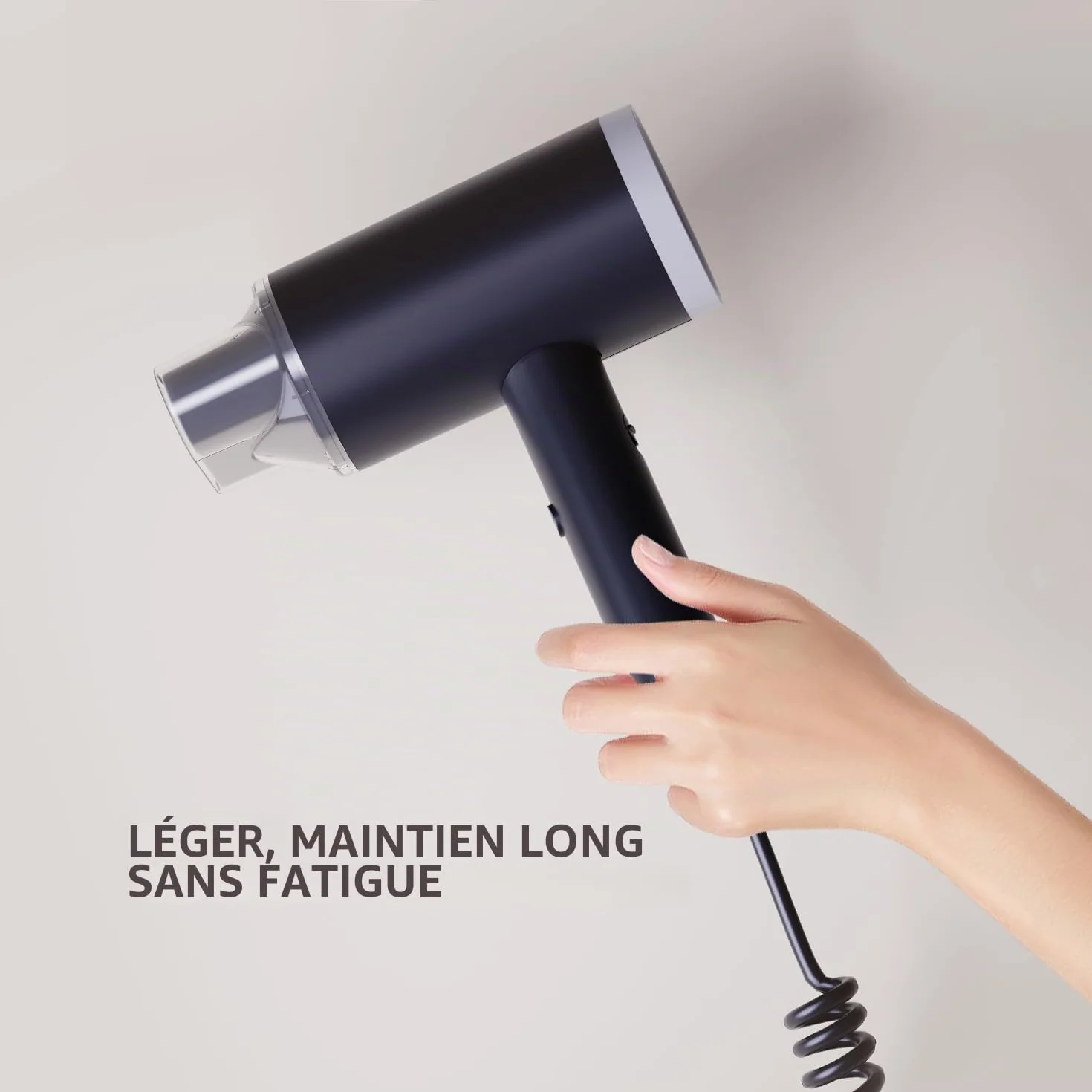 Sèche-cheveux 1875W avec Interrupteur de Sécurité,Seche Cheveux élégant avec Support Mural pour Salle de Bain,Hôtel et Maison, (Noir)