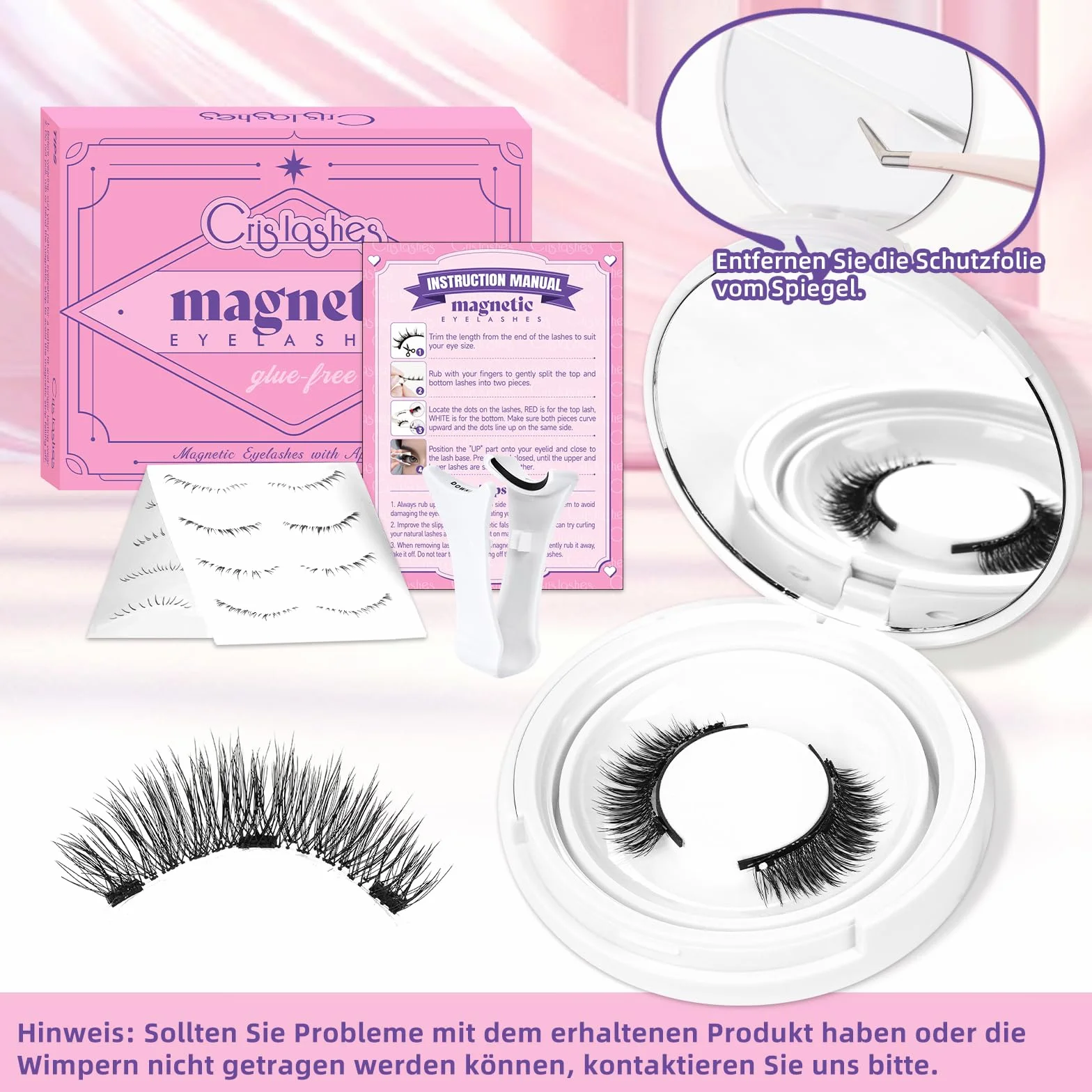 Kit de faux cils magnétiques avec applicateur, réutilisables effet naturel (DE09 Set-A)