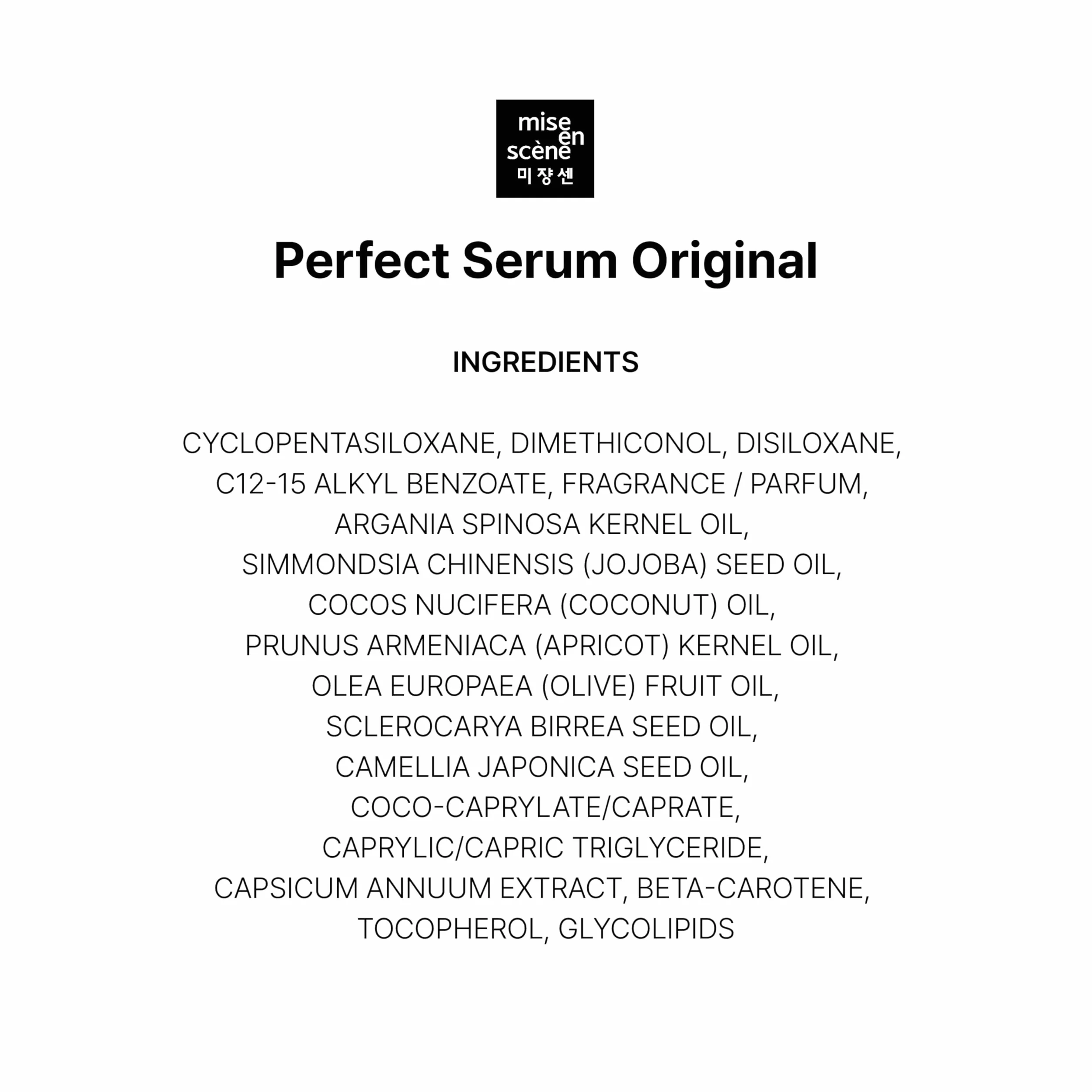 Mise En Scene Perfect Serum Original Hair Oil, 80 ml, Korean Hair Care for Frizzy & Dry Hair