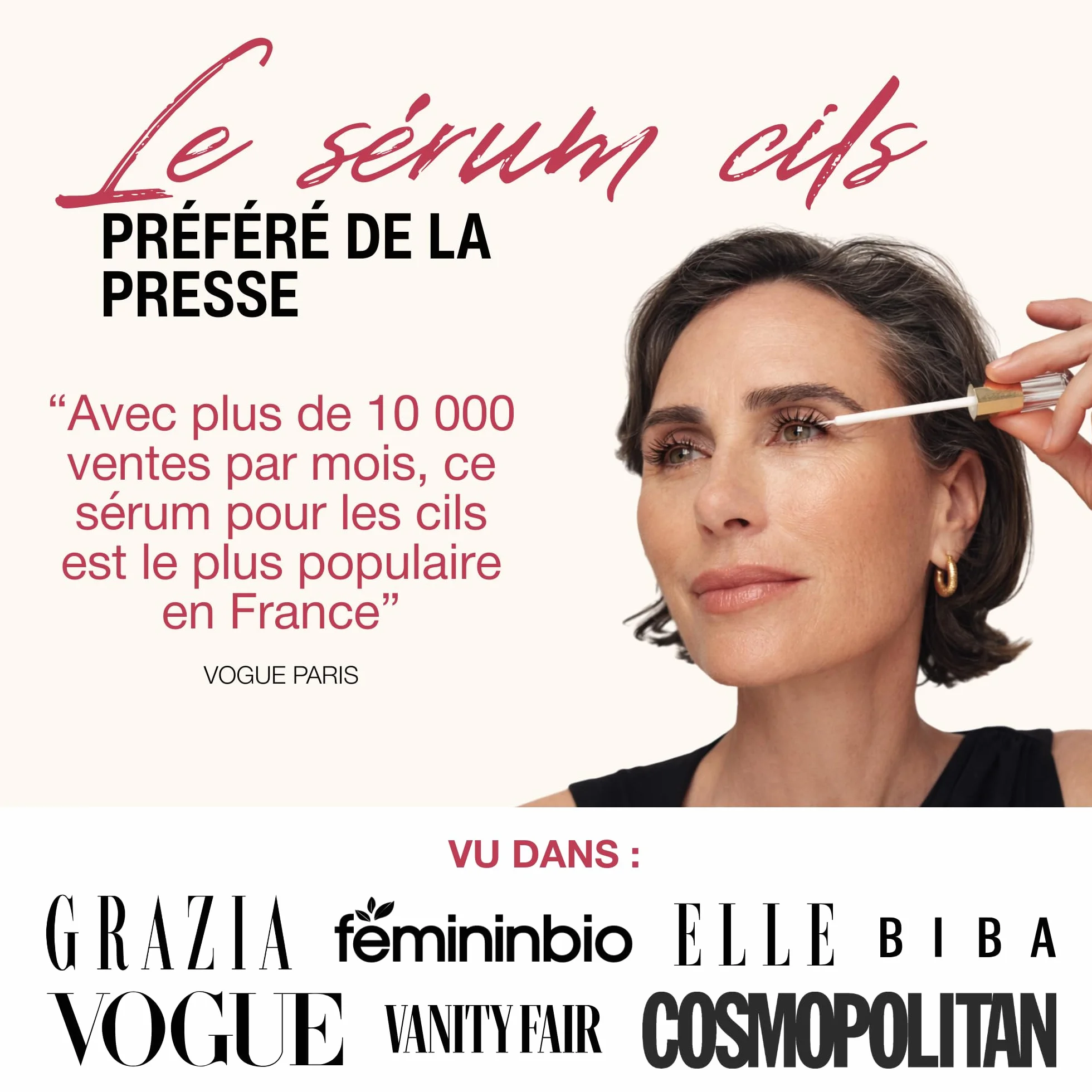 ROSELASH Nouvelle Formule Sérum de Croissance de Pousse Cils plus fournis longs épais - Fabriqué en France - Sans hormone Sans parfum - Vegan | Sérum pour cils pour promouvoir des cils plus longs et plus volumineux, 99 % naturel, sans hormones, sans parfu