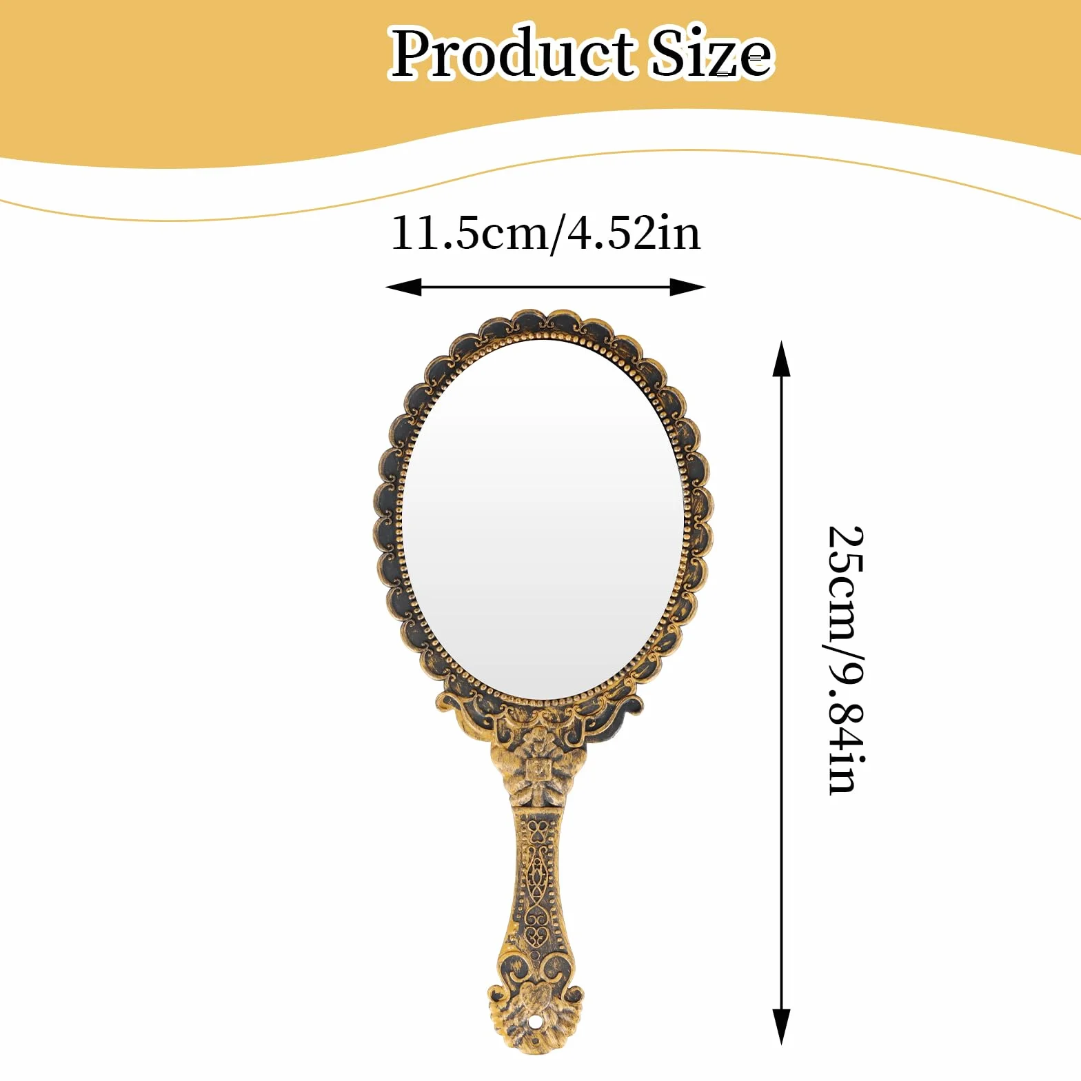Amexo Miroir Vintage Poche Voyage Main Maquillage Ovale Femmes Beauté Bronze