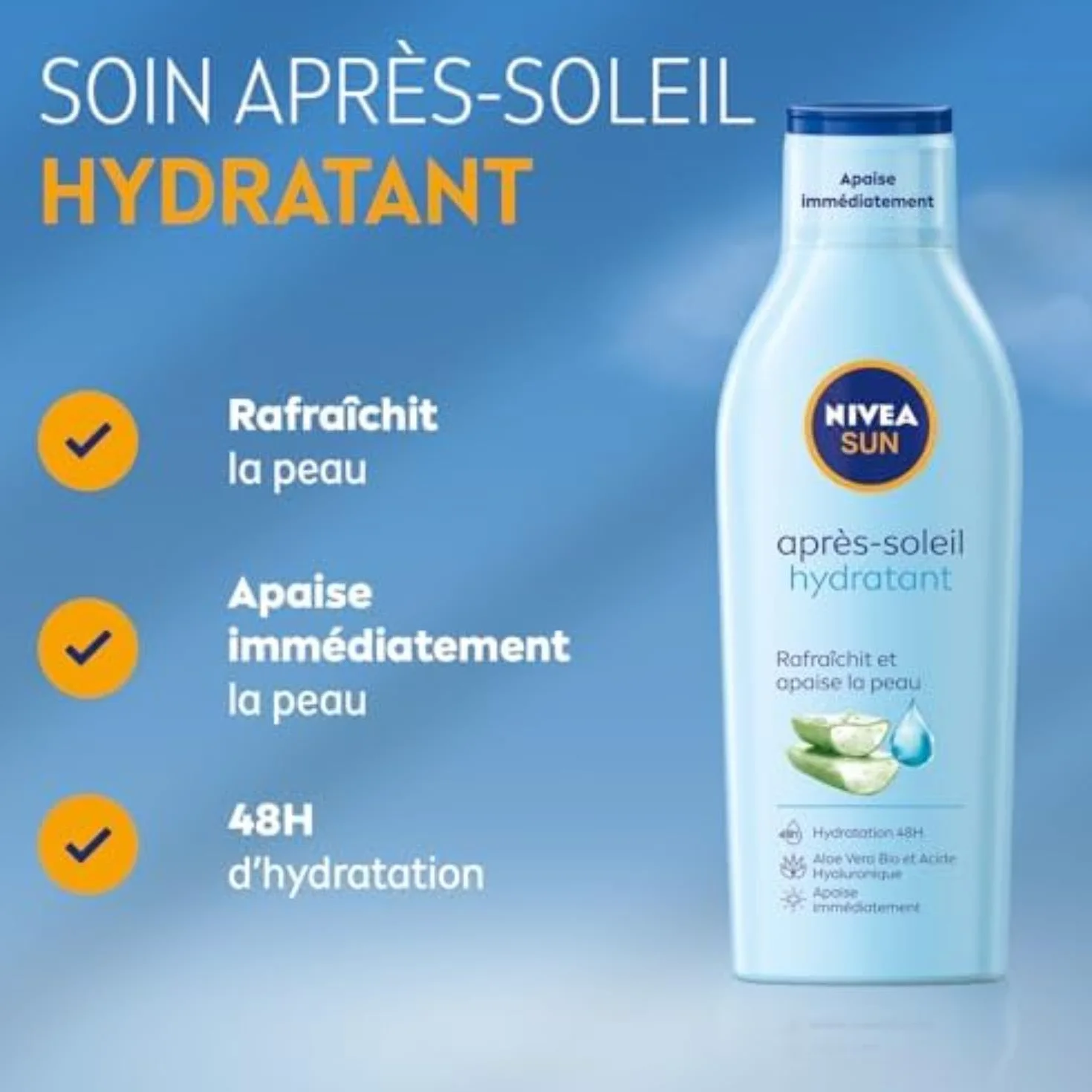 NIVEA SUN Lait Après Soleil Hydratant Aloe Vera Bio Acide Hyaluronique 400ml