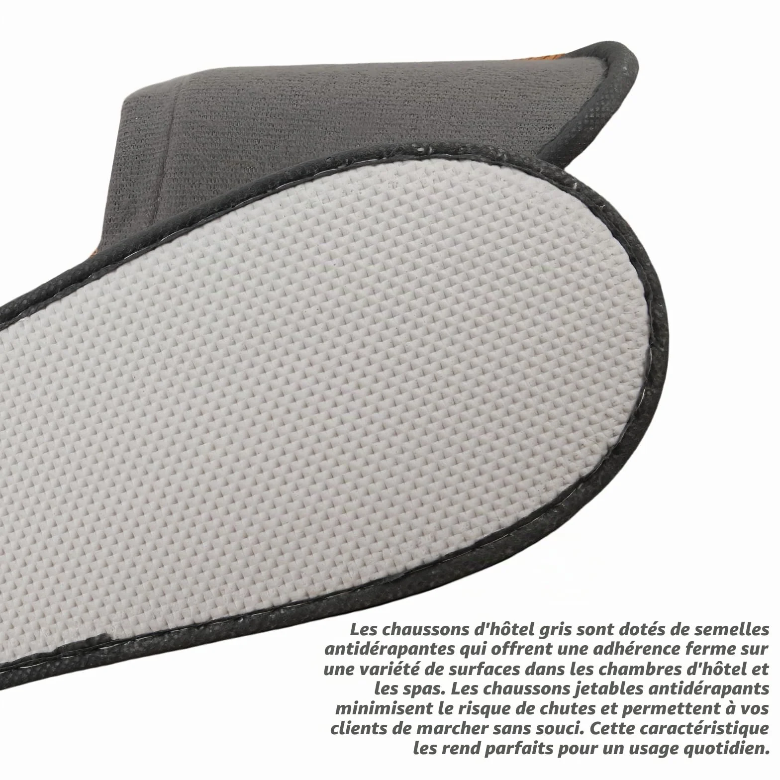 Lot de 15 paires de pantoufles d'hôtel grises : chaussons jetables antidérapants, confortables et respirants, ensemble de pantoufles d'invités, unisexes, pour