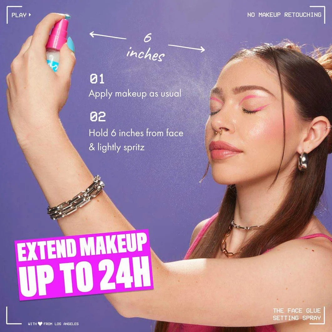NYX Professional Makeup The Face Glue Setting Spray 60ml Fixateur de Maquillage Résistant aux Transferts Waterproof Tenue Longue Durée 24H Vegan