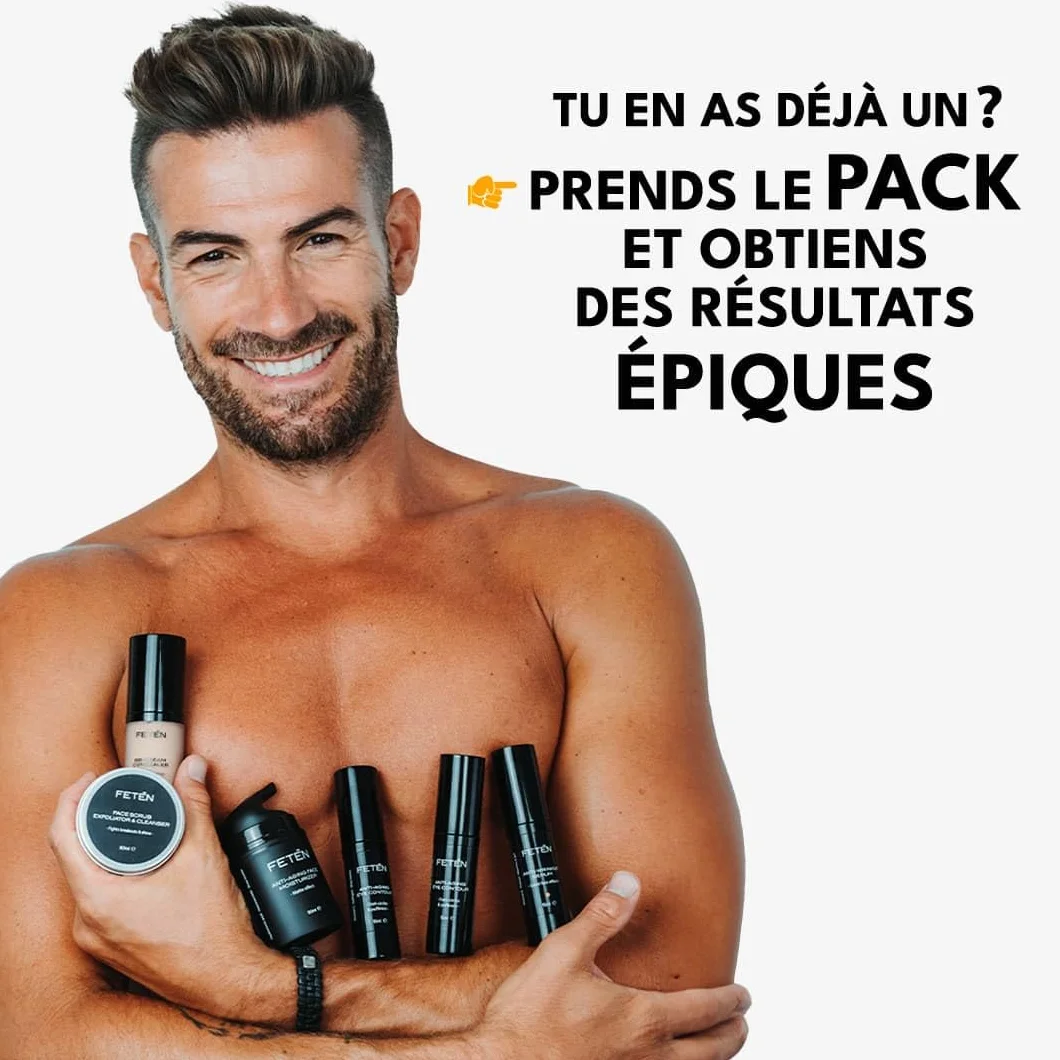 FETEN Sérum Vitamine C et Rétinol pour Homme - Crème Hydratante Anti Rides Visage et Contour des Yeux - Soin Anti-âge