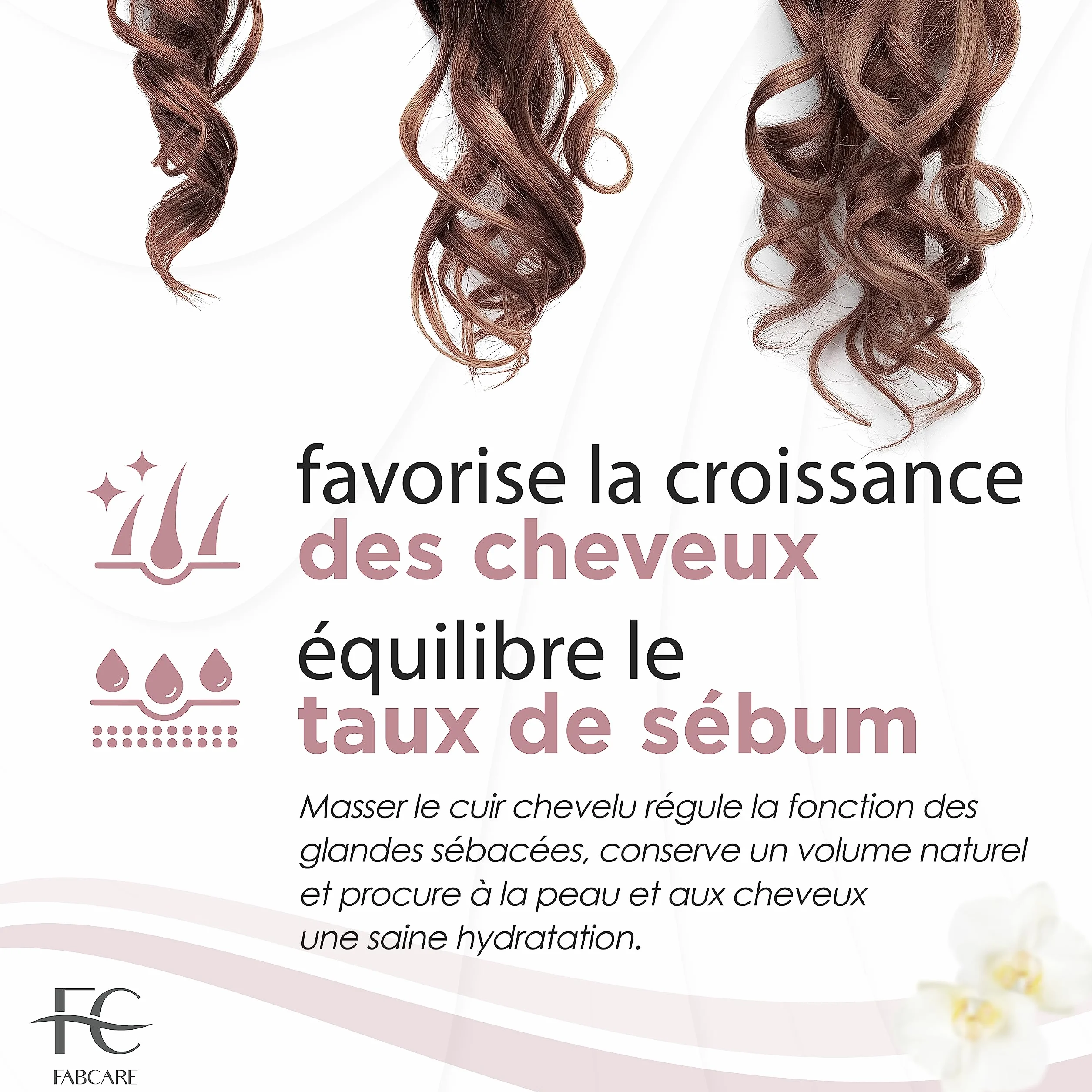 FABCARE Brosse Cuir Chevelu Masseur Pousse Cheveux Paille de Blé Silicone Gommage Humides Secs Circulation Sanguine Stimulation Massage (Rose)