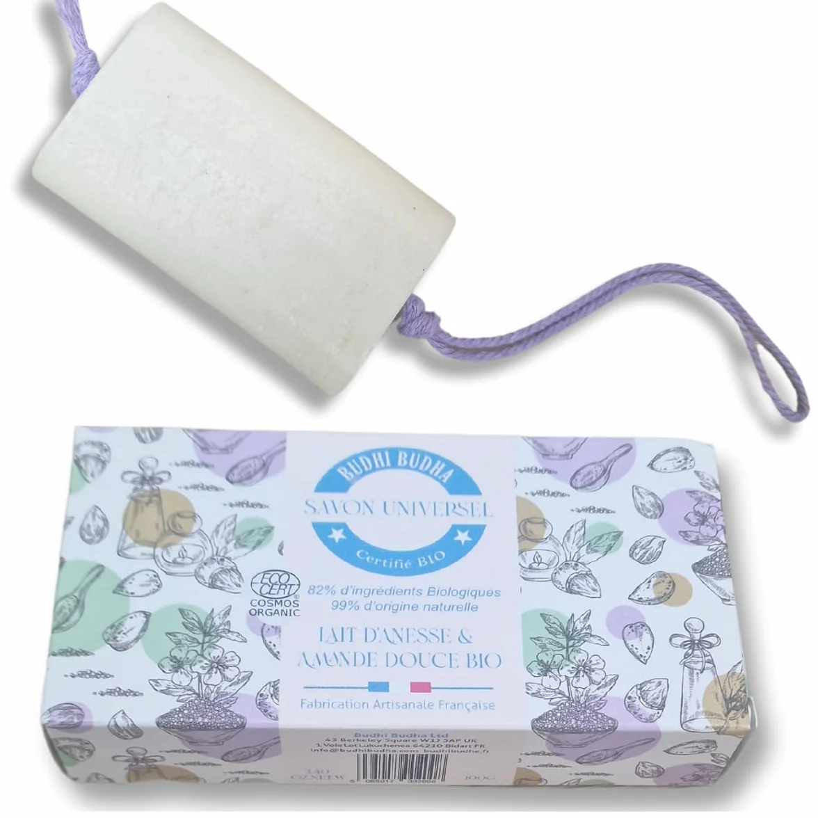 Savon Lait d'Anesse et Amande Douce Bio 100 g - Fait en France