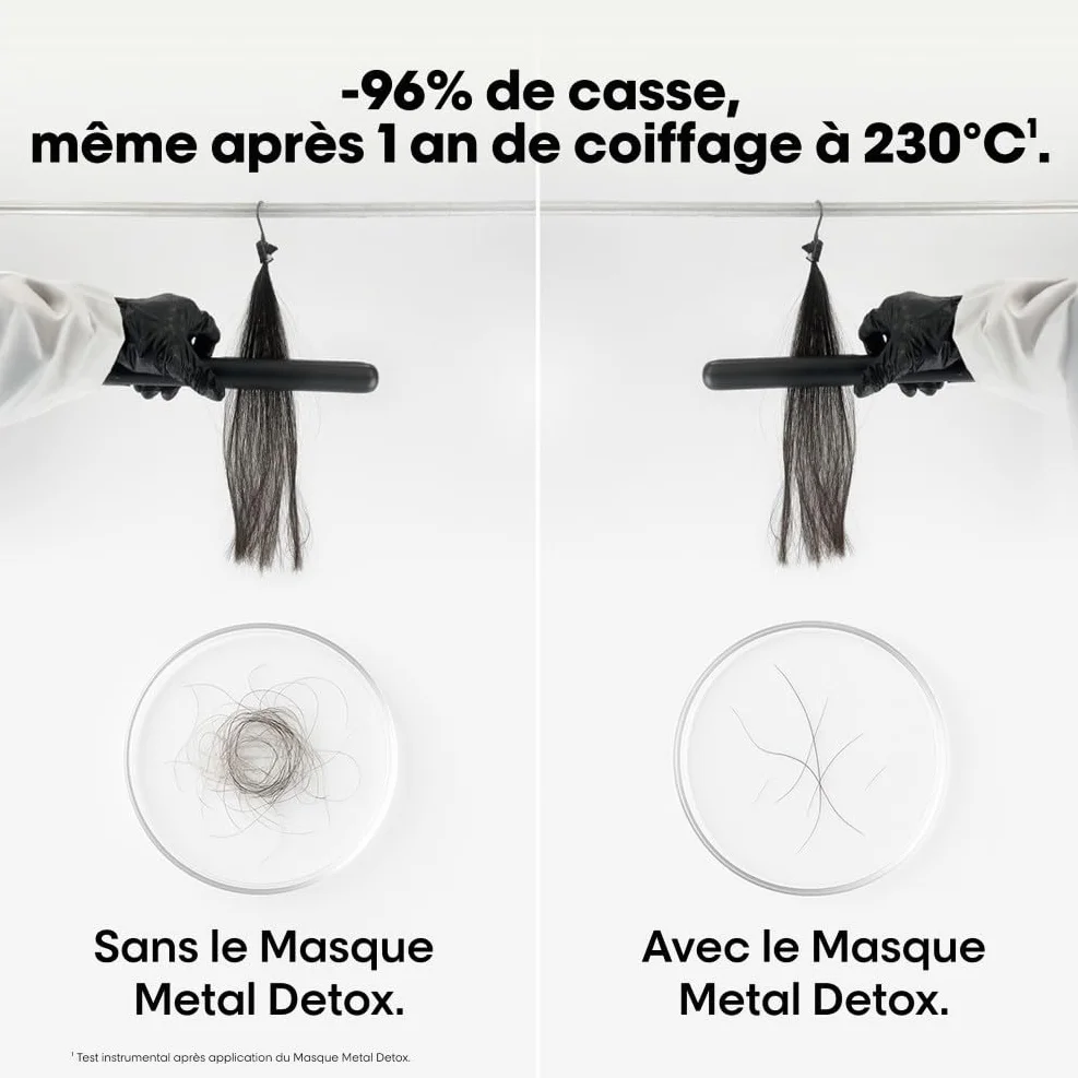 L'OREAL PROFESSIONEL Metal Detox Cheveux Secs Abîmés Hydratation 100h Casse 97% Raides Bouclés Colorés