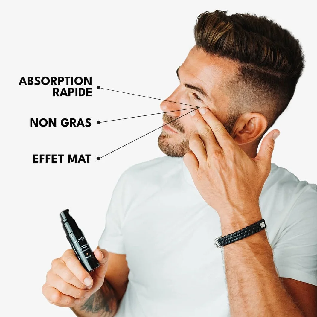 FETEN Sérum Vitamine C et Rétinol pour Homme - Crème Hydratante Anti Rides Visage et Contour des Yeux - Soin Anti-âge