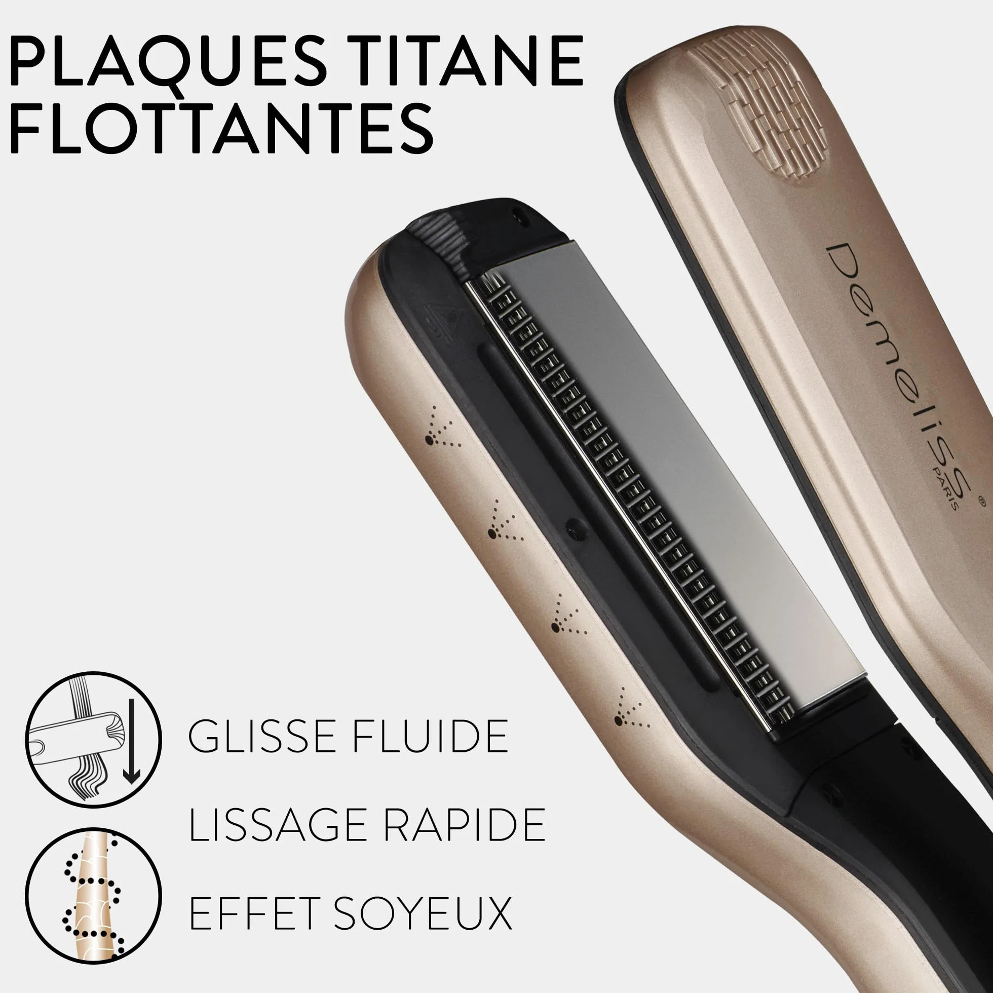 Demeliss SAINT ALGUE Lisseur Vapeur TITANIUM Plaques Titane Vapeur Ultra Puissante Réservoir XL 40ml Professionnel