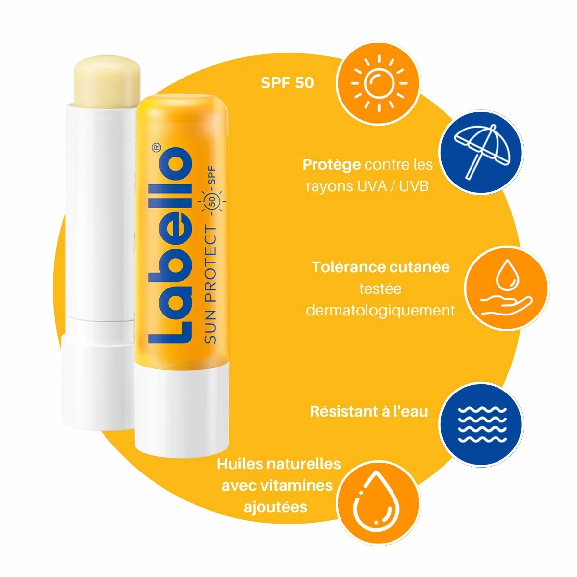 LABELLO Lot de 2 stick à lèvres Sun Protect FPS 30 & Hydro Care FPS 15, baume à lèvres protection UVA/UVB hydratation 24h vitamines C & E