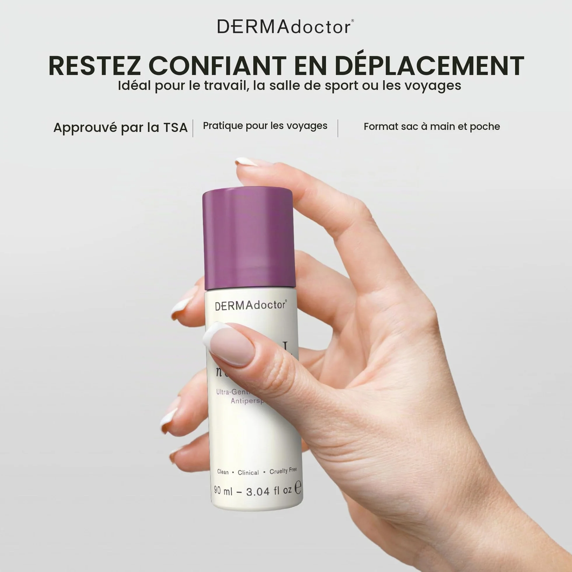 DERMAdoctor Déodorant Femme et Homme Total NonScents – Deodorant Anti Transpirant Femme Ultra-Doux Peaux Sensibles, Éclaircissant Teint Aisselles, Sans Parfum, Hypoallergénique Roll-On 90 ml