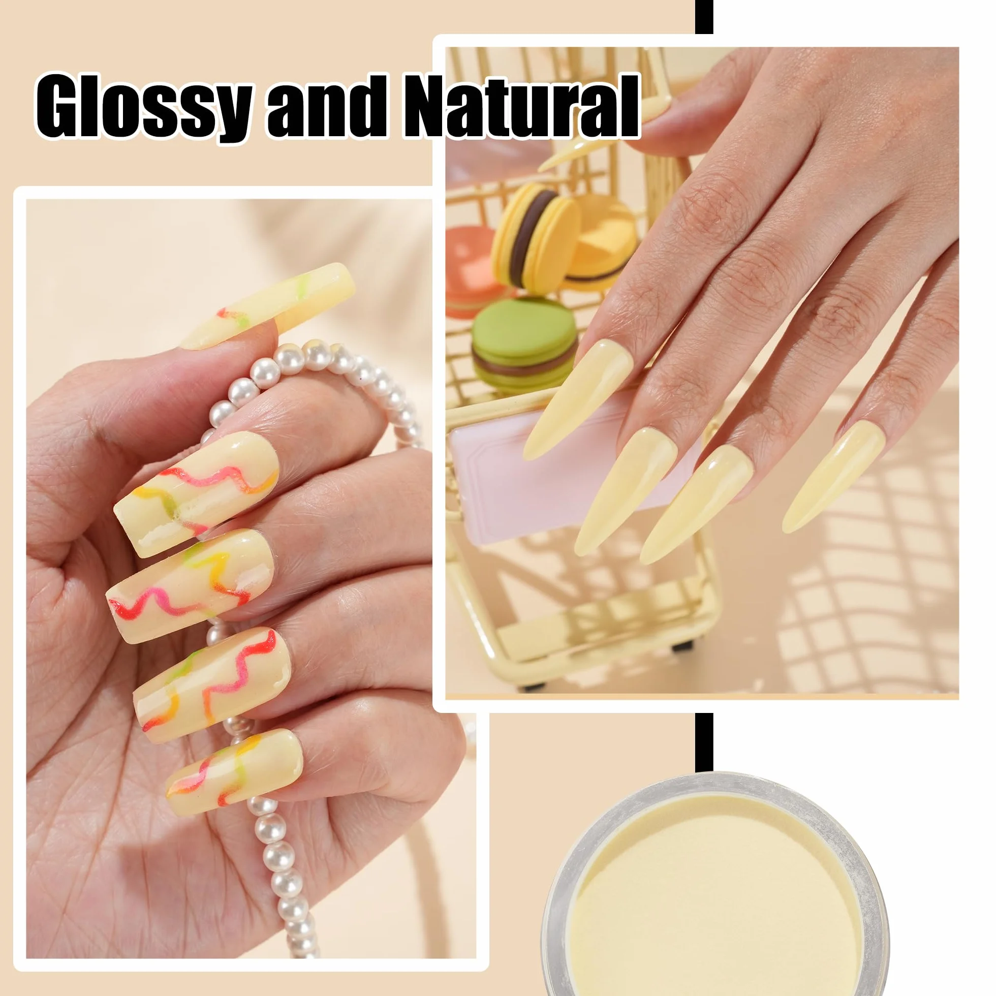 Poudre de trempage 28 g jaune printemps acrylique pour ongles longue durée sans lampe