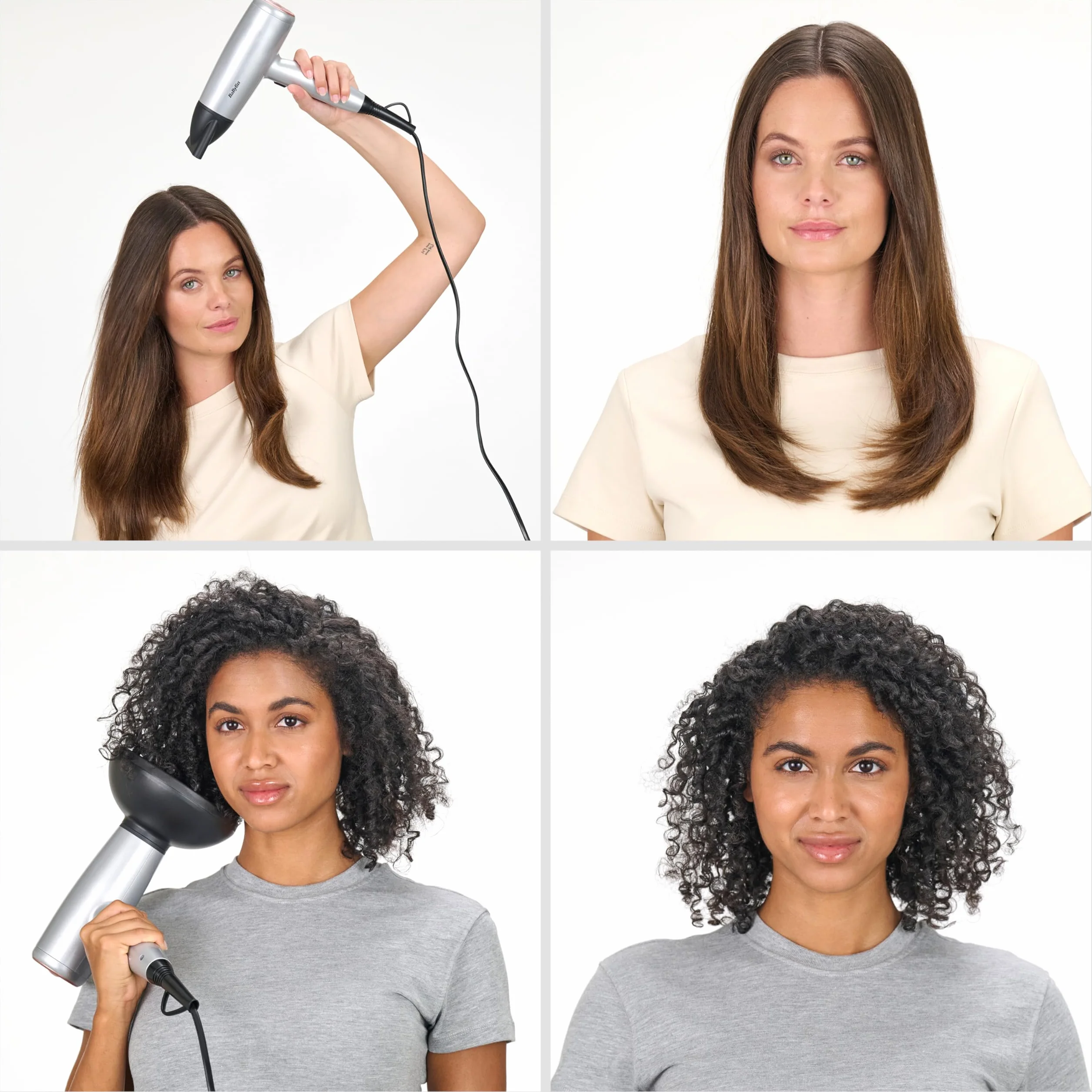 BaByliss Sèche-Cheveux Cosmos avec Diffuseur, Léger – NOUVEAUTÉ 2025, Sèche-cheveux puissant et élégant de 2100W, Technologie ionique anti-frisottis, 3 températures & 2 vitesses, Argenté, D580DE