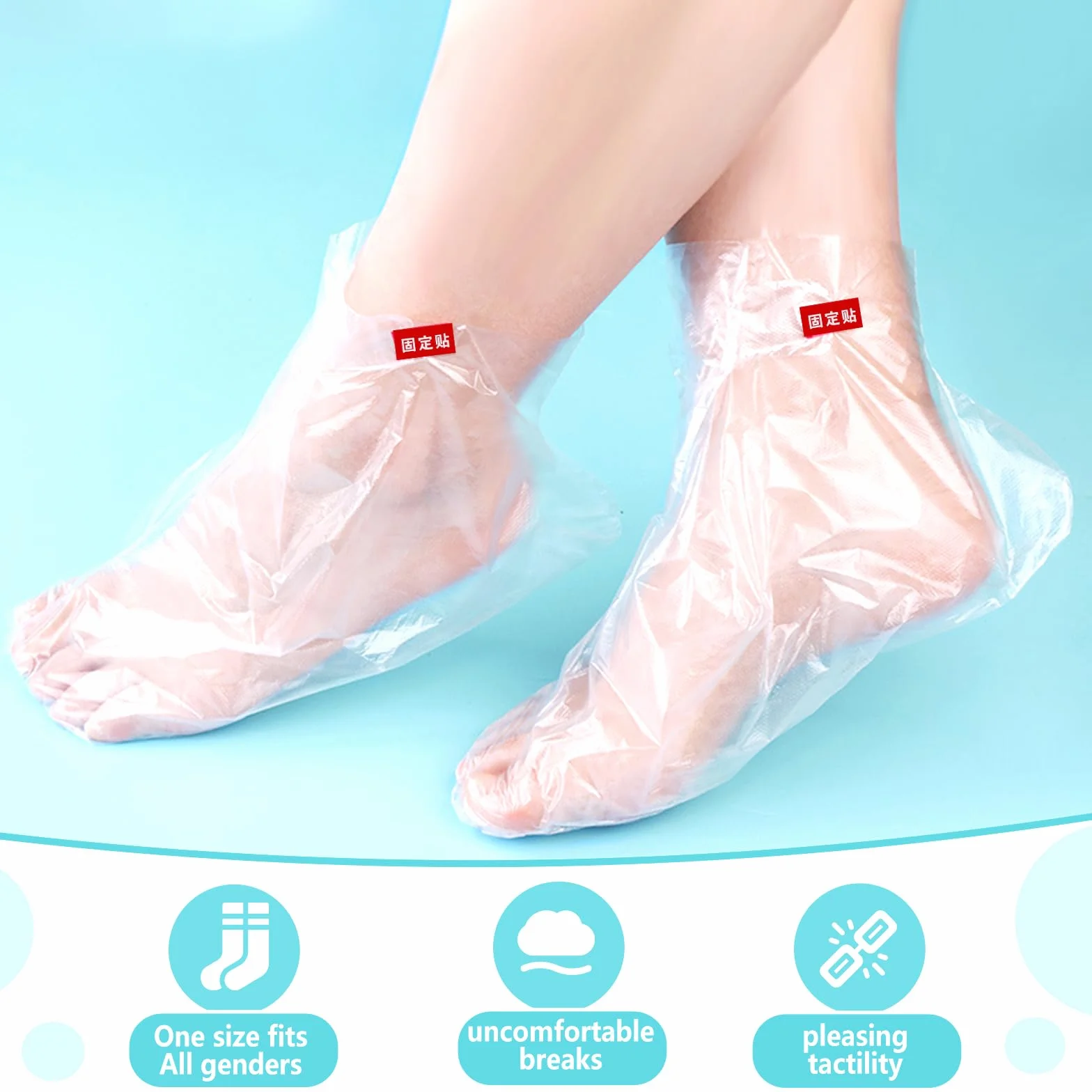 Qianyu Lot de 100 chaussettes jetables en plastique hydratantes pour les pieds, soins de la peau