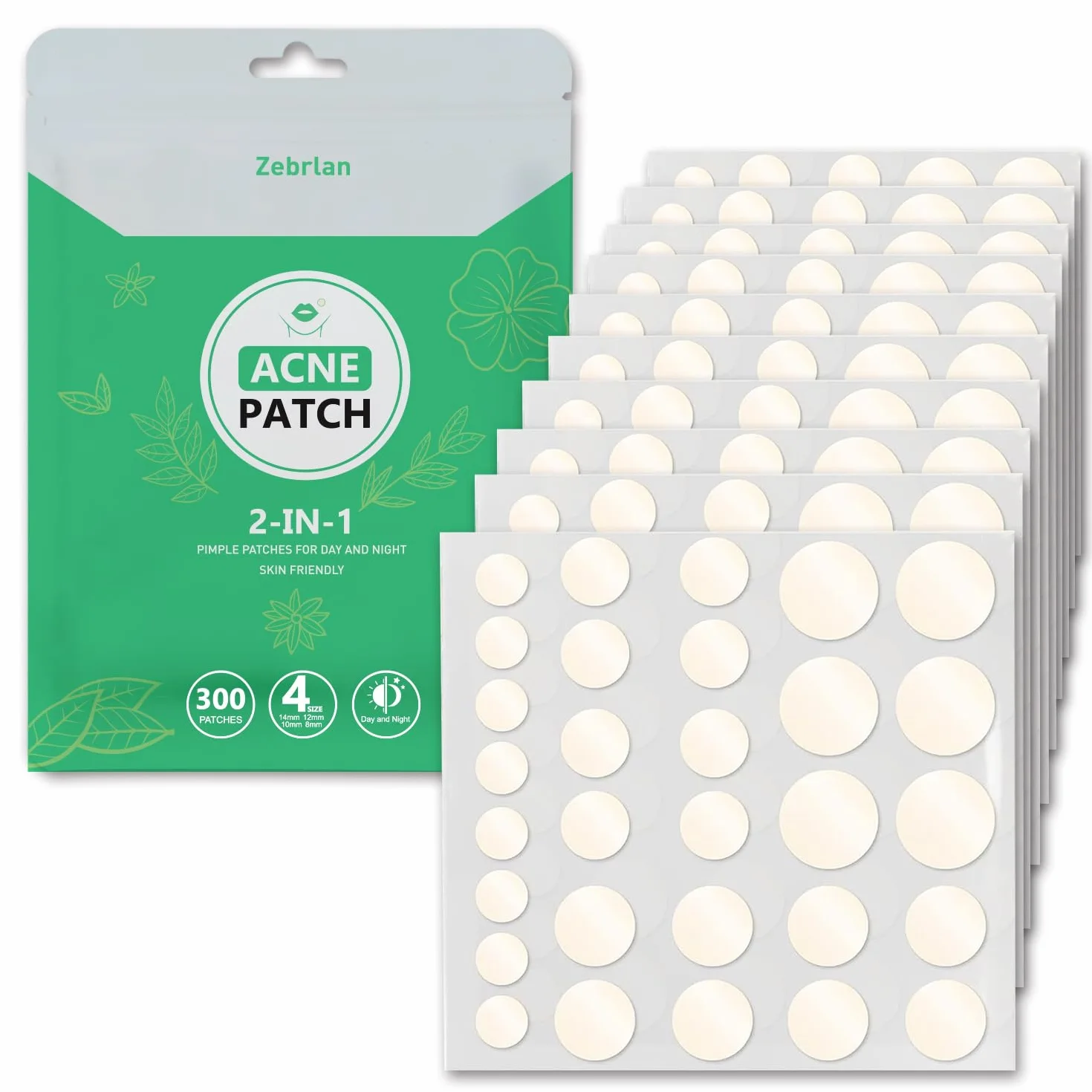 300PCS Acne Pimple Patch Hydrocolloïde Imperméable Invisible 2-En-1 Soins Peau