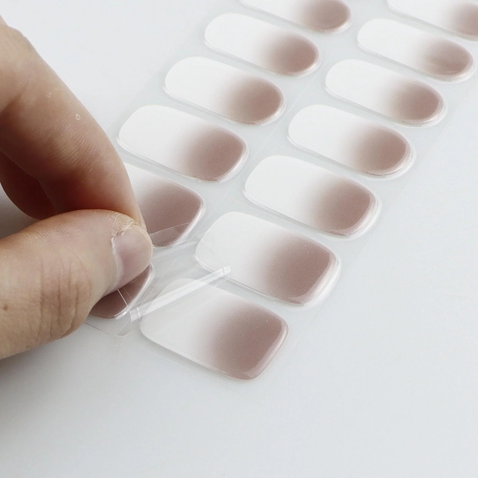JMEOWIO Café Crème Blanc Nail Stickers Semi-durci Autocollant Gel Uv Deco Nail Art Manucure