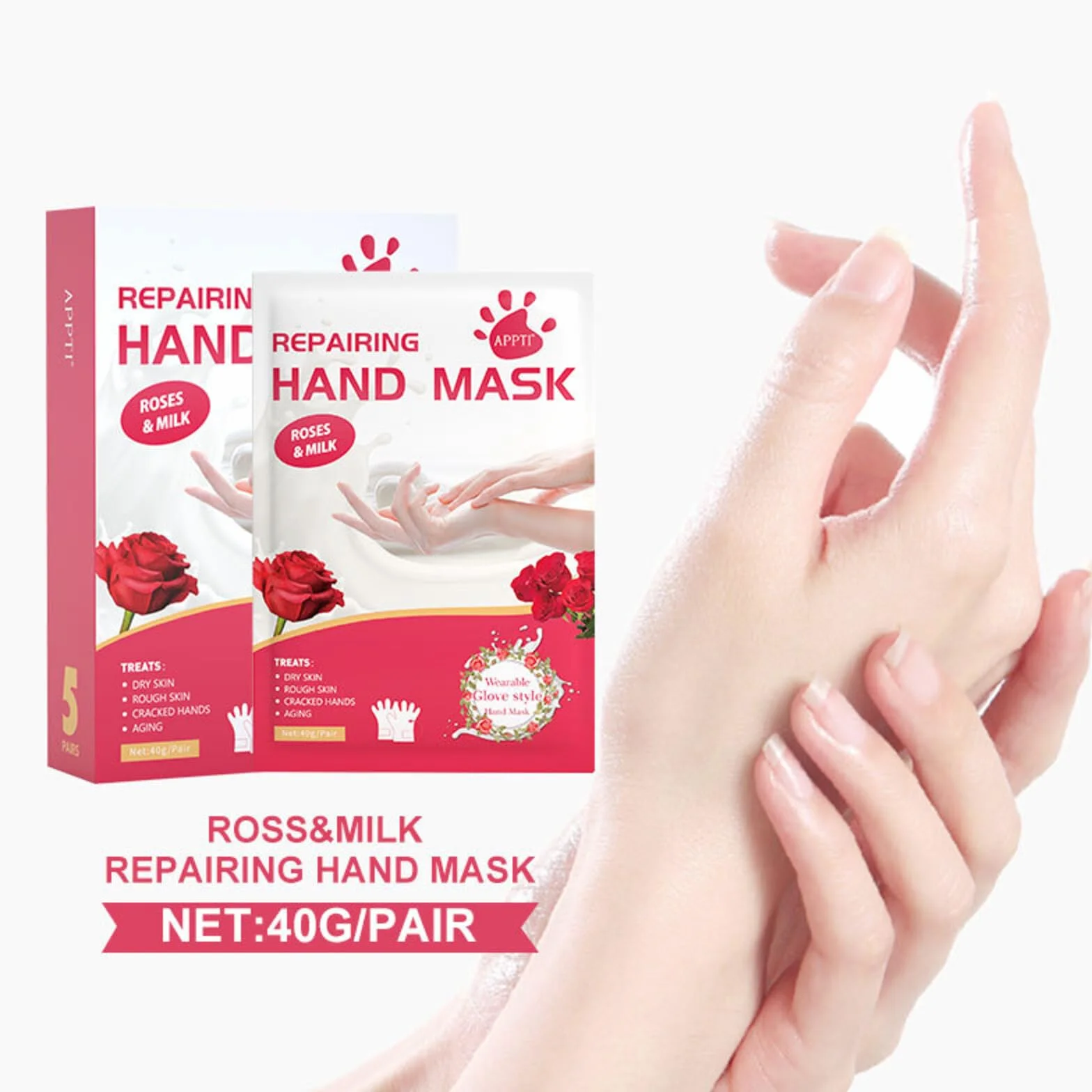 Masque pour Mains Hydratants Exfoliants 5 Paires Gants Soin Peaux Sèches Anti-âge