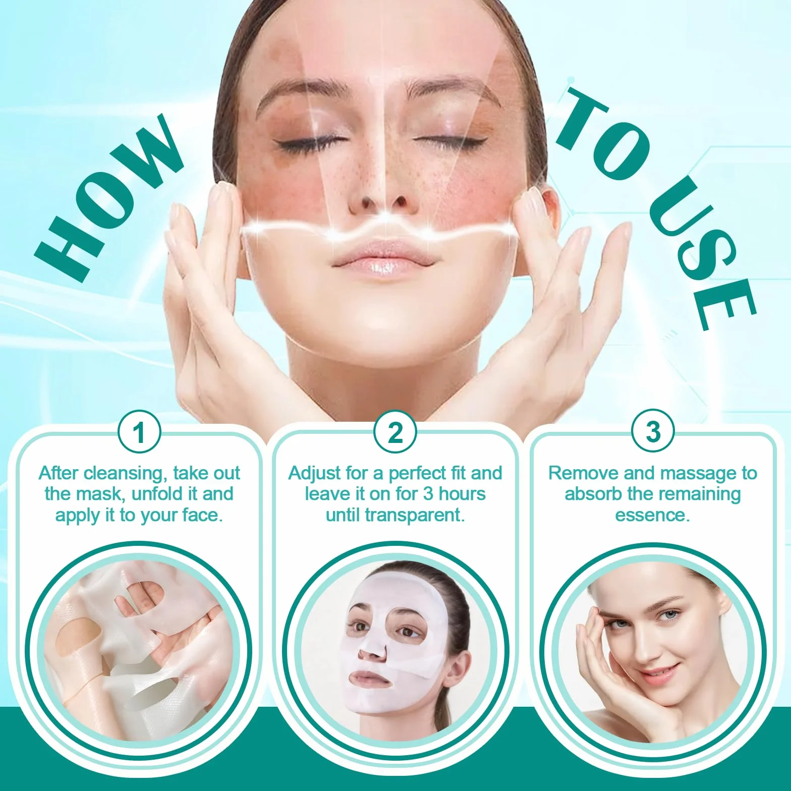 Masques Collagène Visage Hydrogel Hydratation Pack de 5