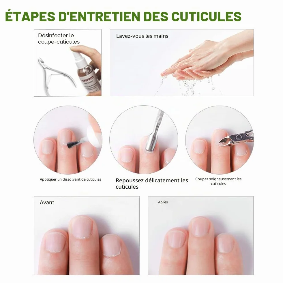 BEZOX Coupe-cuticules professionnel acier inoxydable dissolvant peaux mortes Argenté