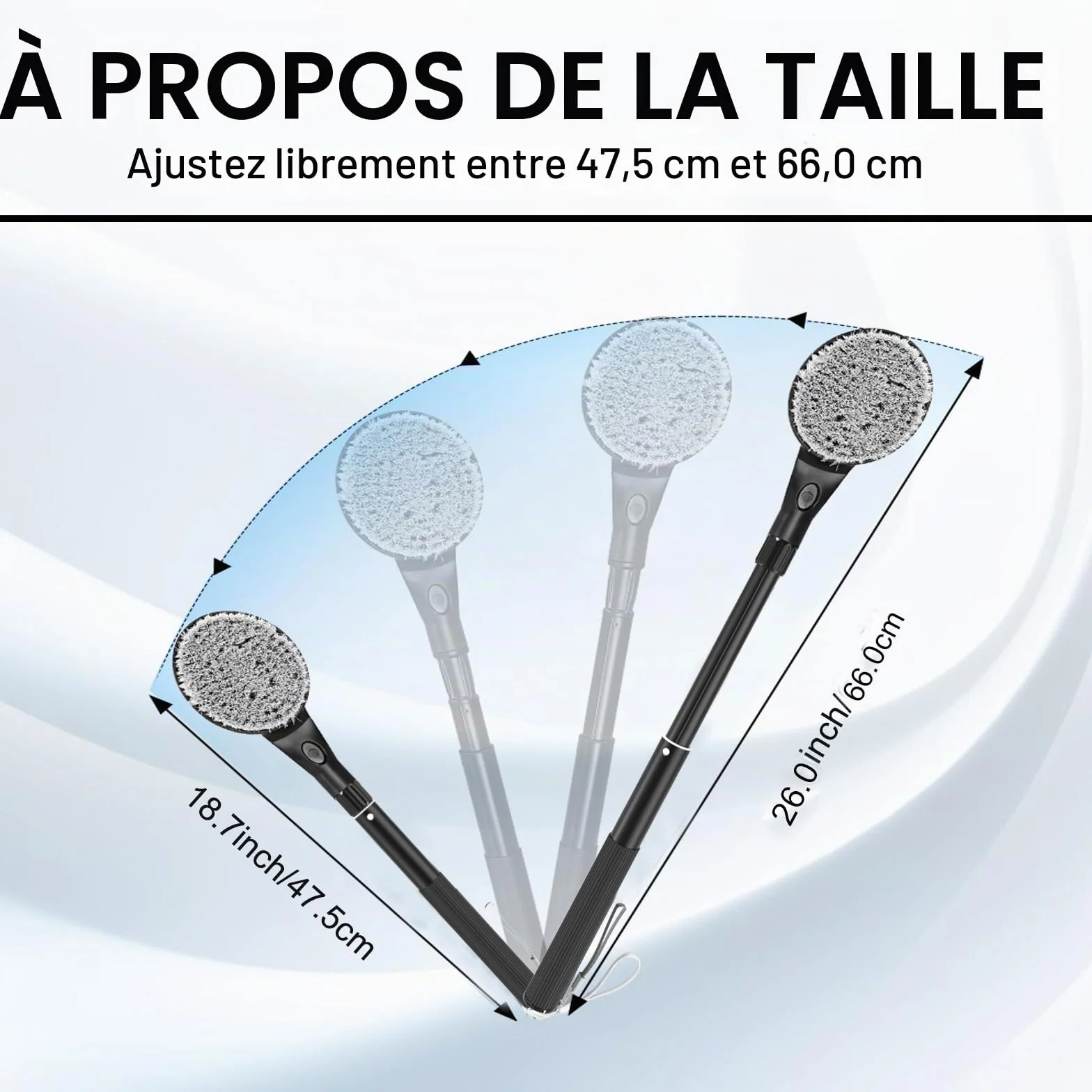 Gobiteli Brosse de douche pour le dos pour douche, 63,5 cm de long manche pour exfoliant le corps et nettoyage en profondeur, brosse à dos pour homme, femme et personnes âgées