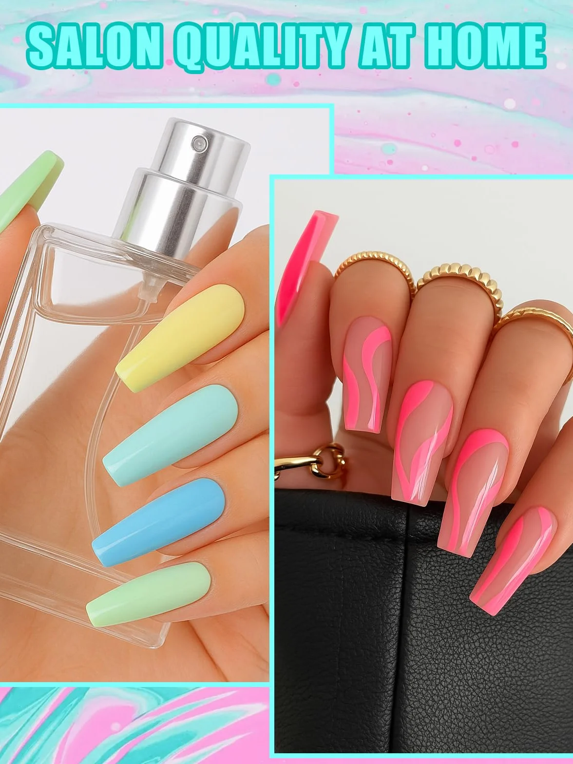 EBANKU Kit de manucure 50 couleurs poudre à tremper base perceuse électrique top coat liquide activateur nail art